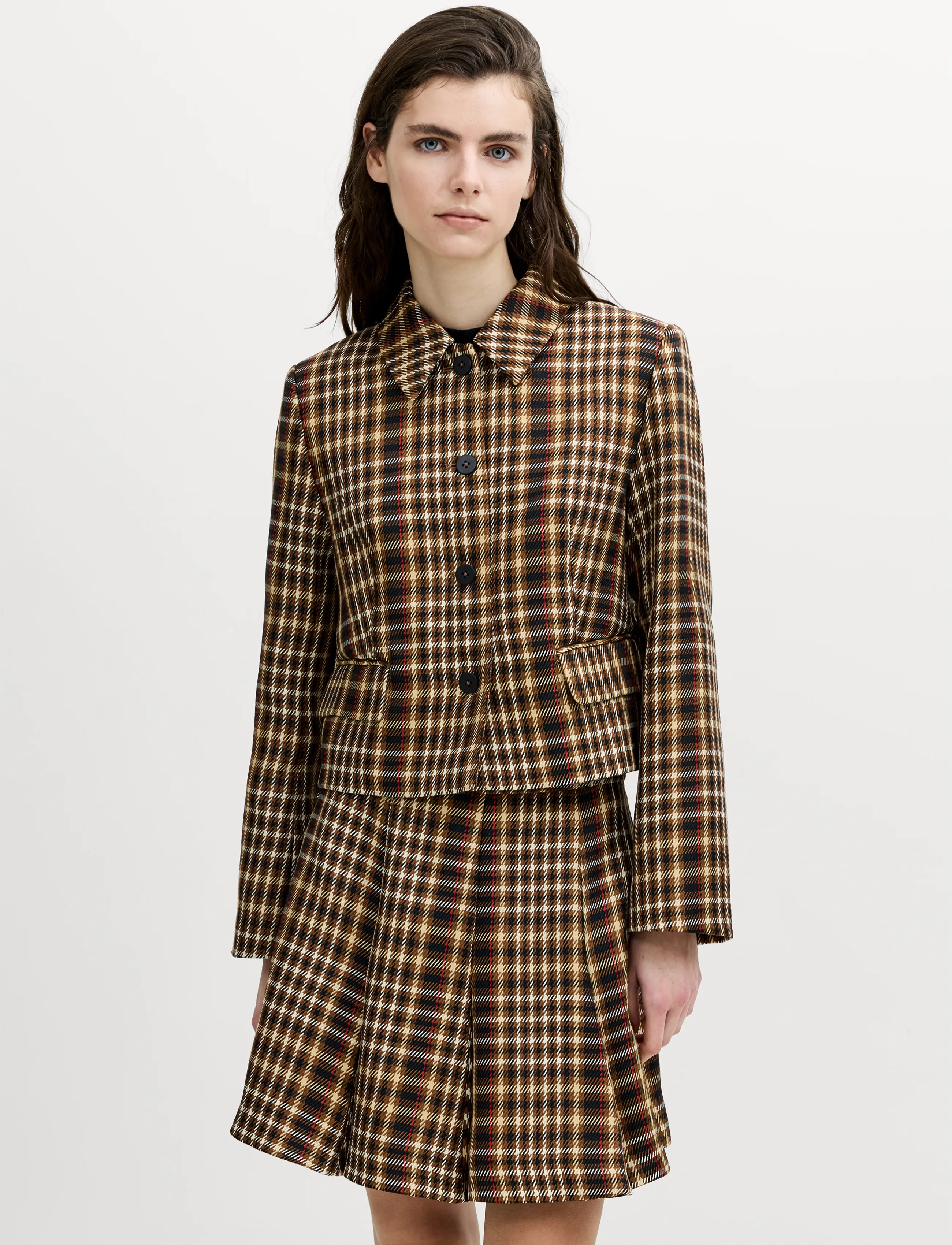 French Connection - TASHA CHECKS BLAZER - cropped-blazer - tan brown - 2