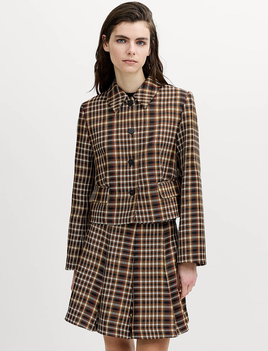 French Connection - TASHA CHECKS BLAZER - cropped-blazer - tan brown - 2