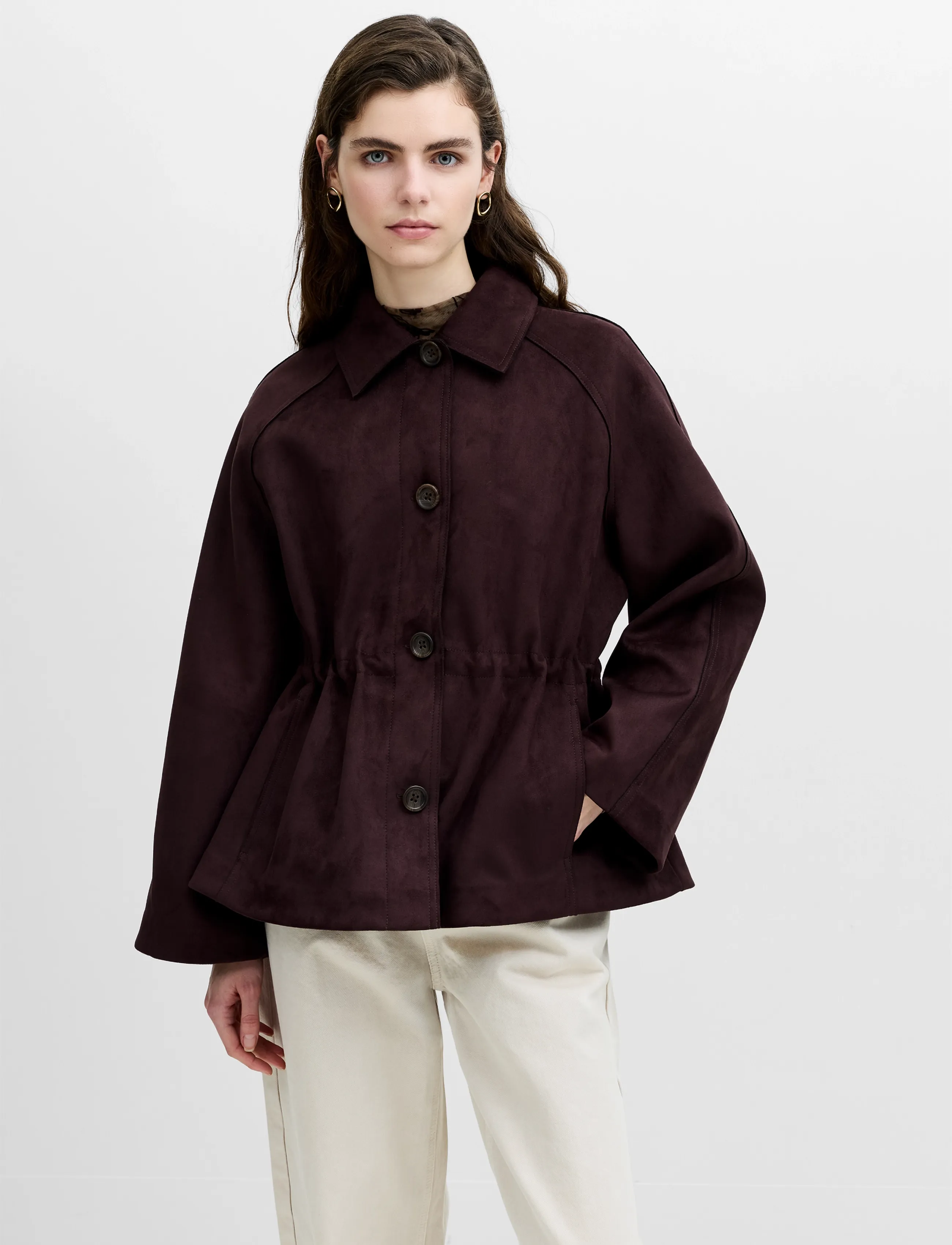 French Connection LANEY SUEDETTE BLOUSON SHORT COAT - Sommer in der Stadt - MOCHA BROWN / brown