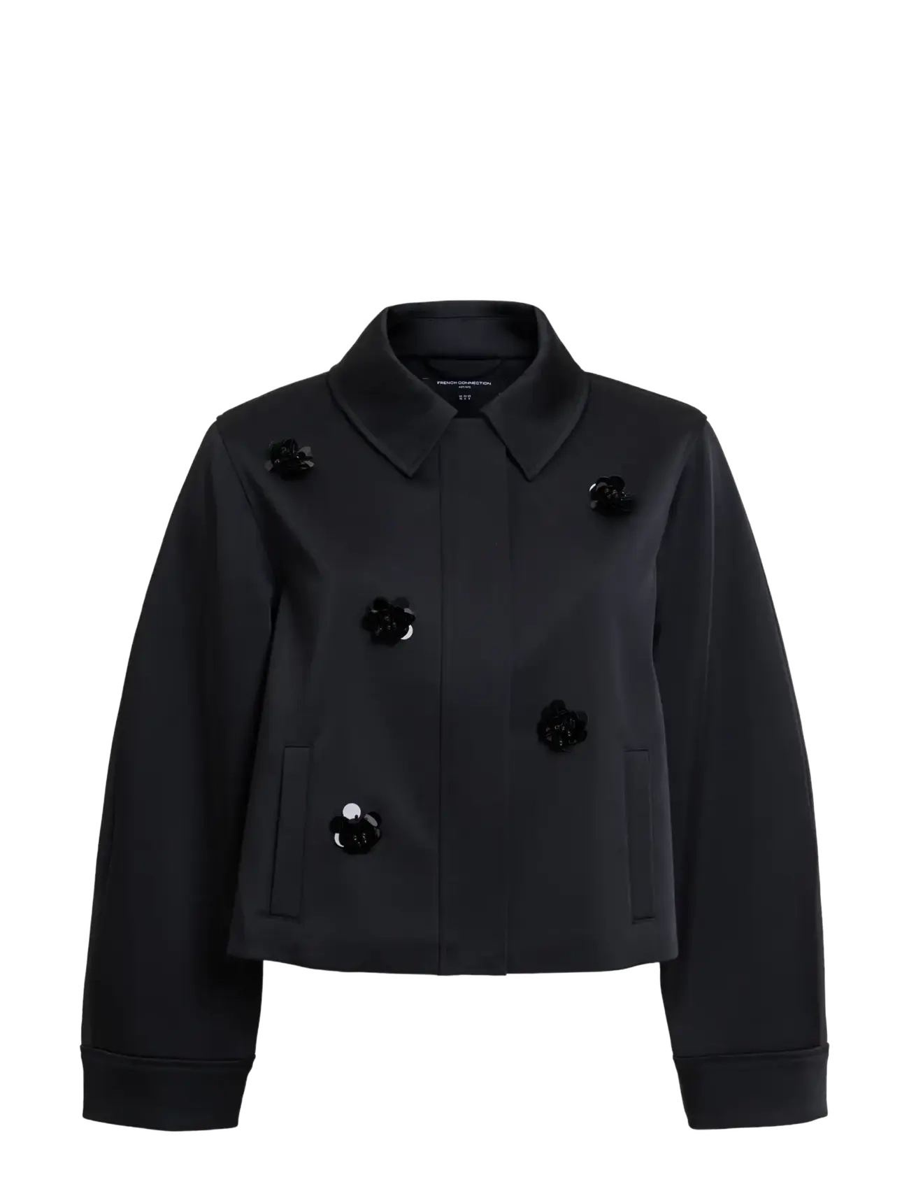 French Connection - CELIA EMBELLISHED SATIN JACKET - black - 1