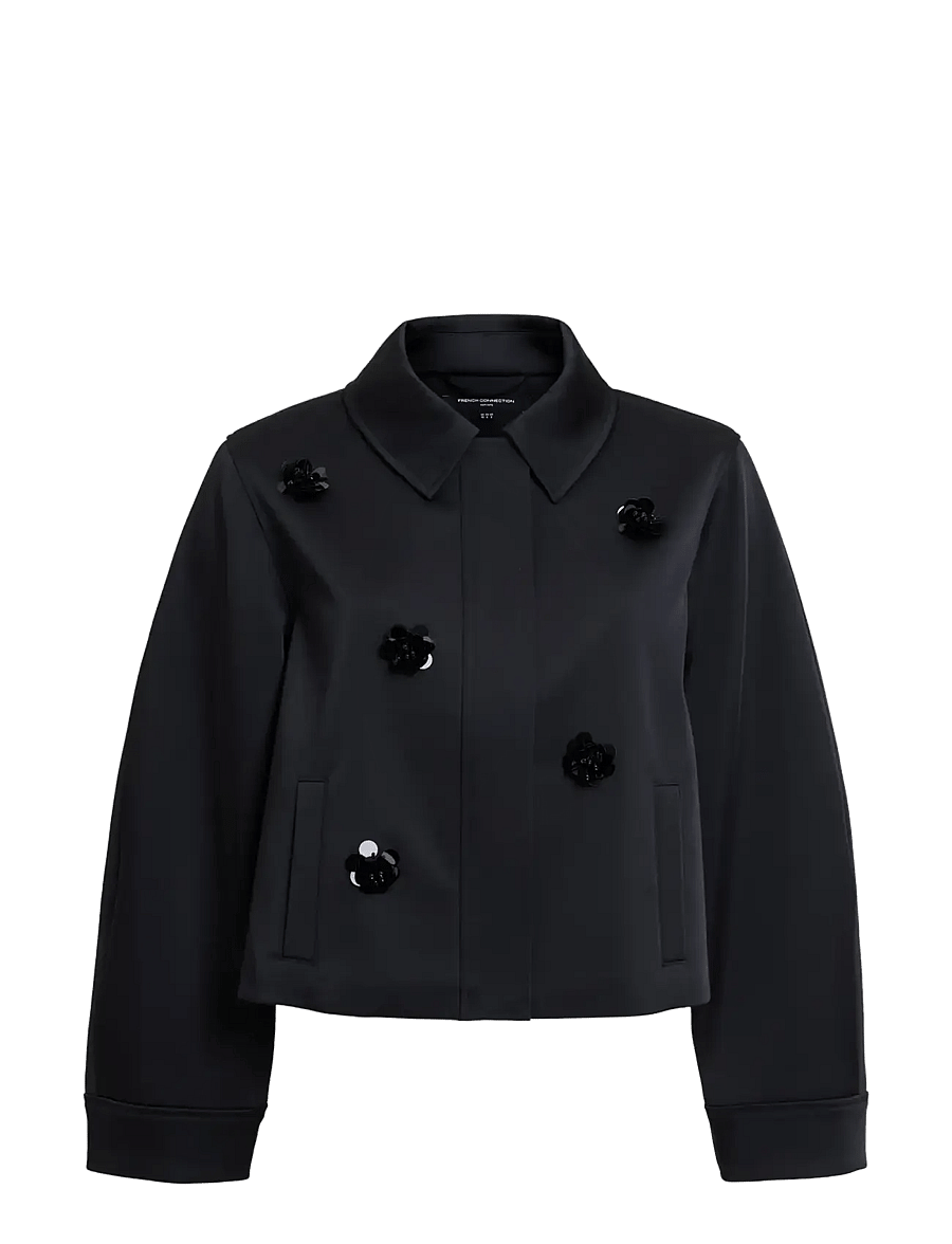 French Connection - CELIA EMBELLISHED SATIN JACKET - black - 1