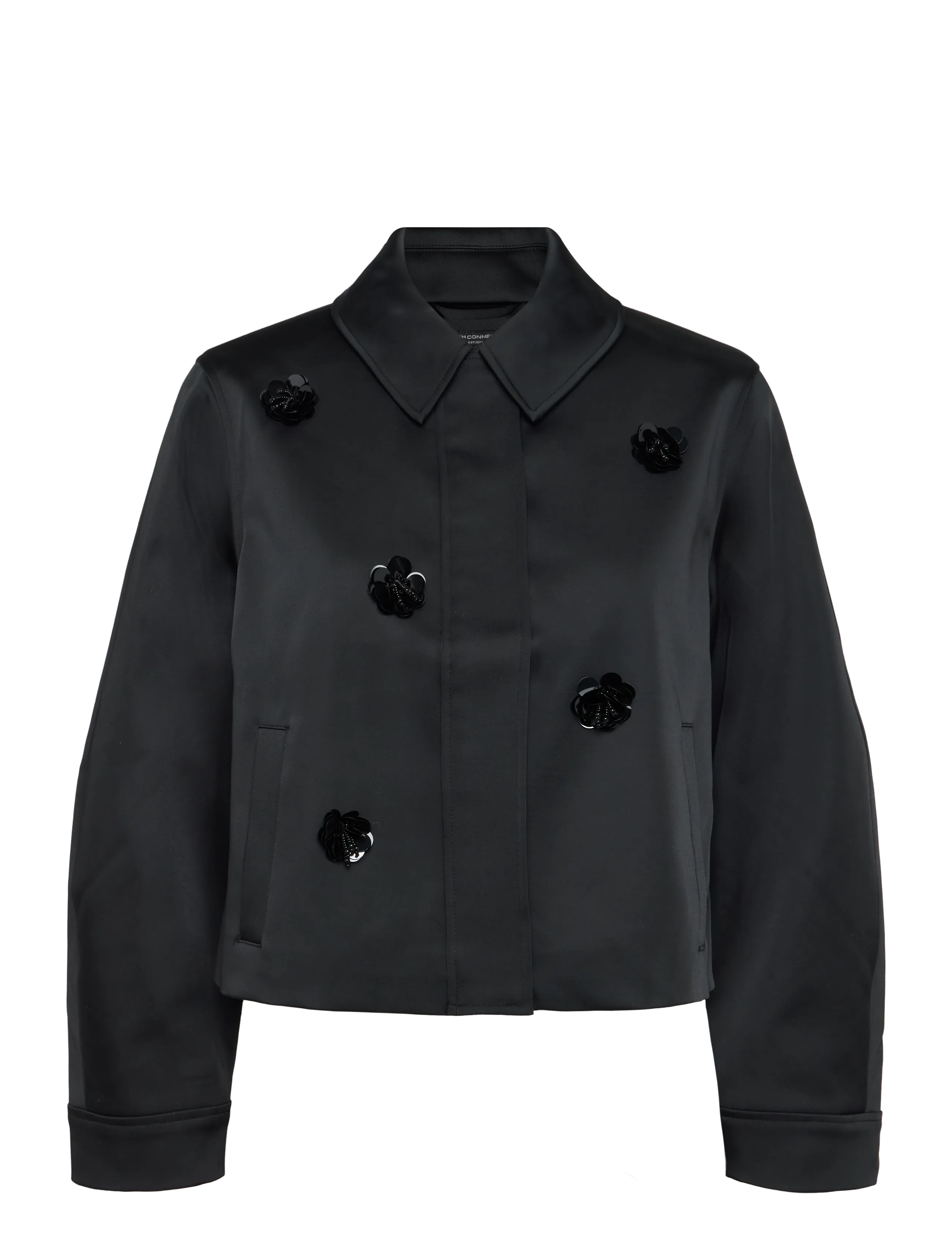 French Connection - CELIA EMBELLISHED SATIN JACKET - tunna jackor - black - 1