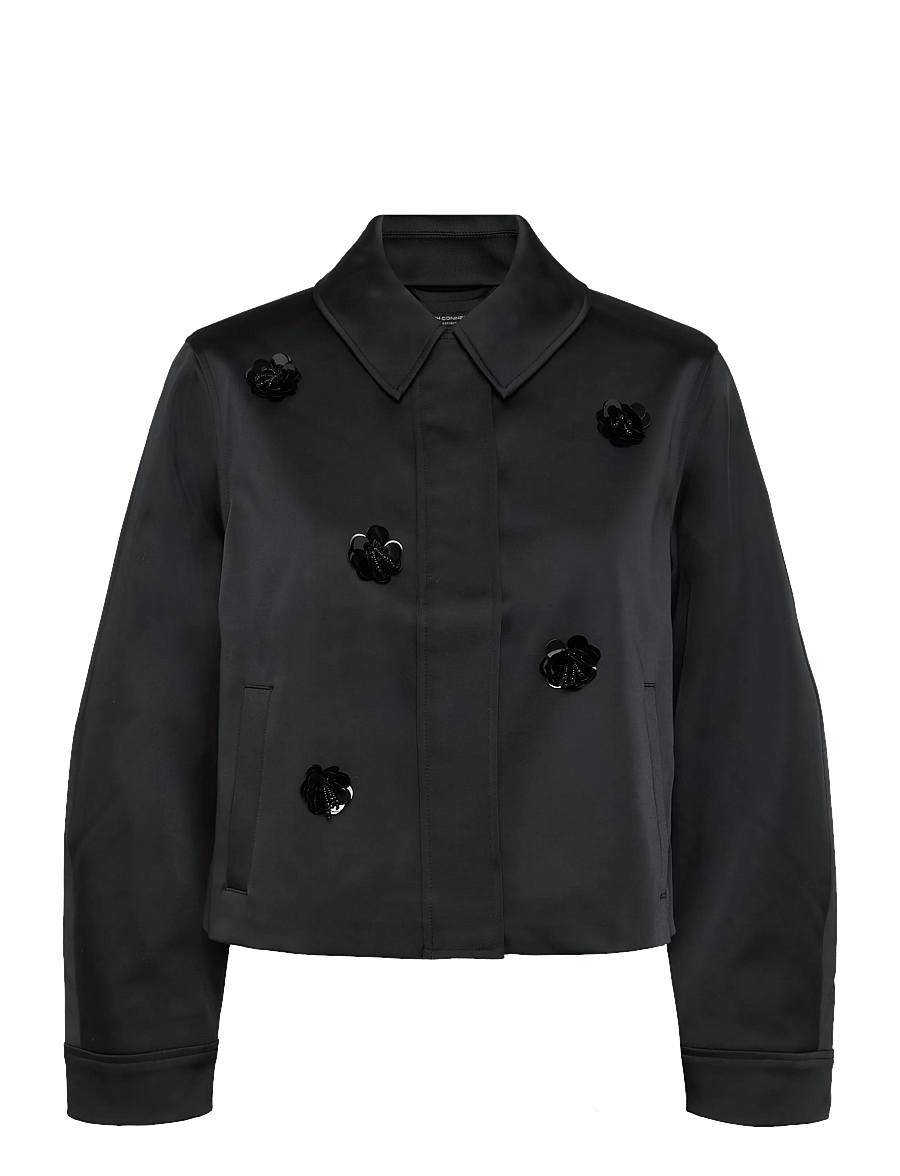 French Connection - CELIA EMBELLISHED SATIN JACKET - tunna jackor - black - 1
