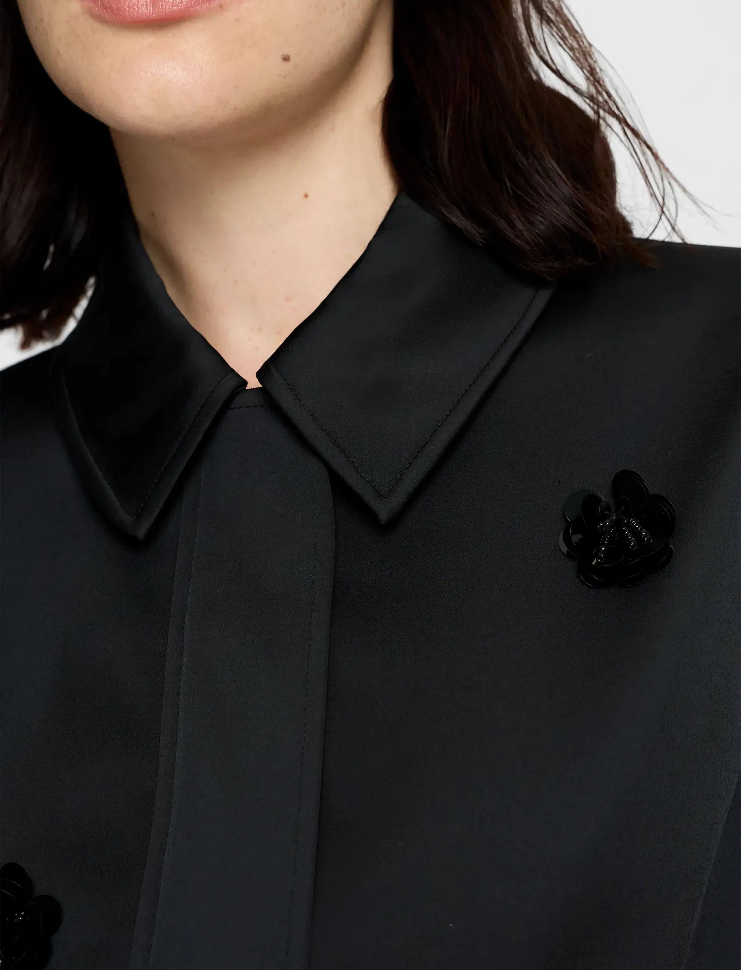 French Connection - CELIA EMBELLISHED SATIN JACKET - black - 2