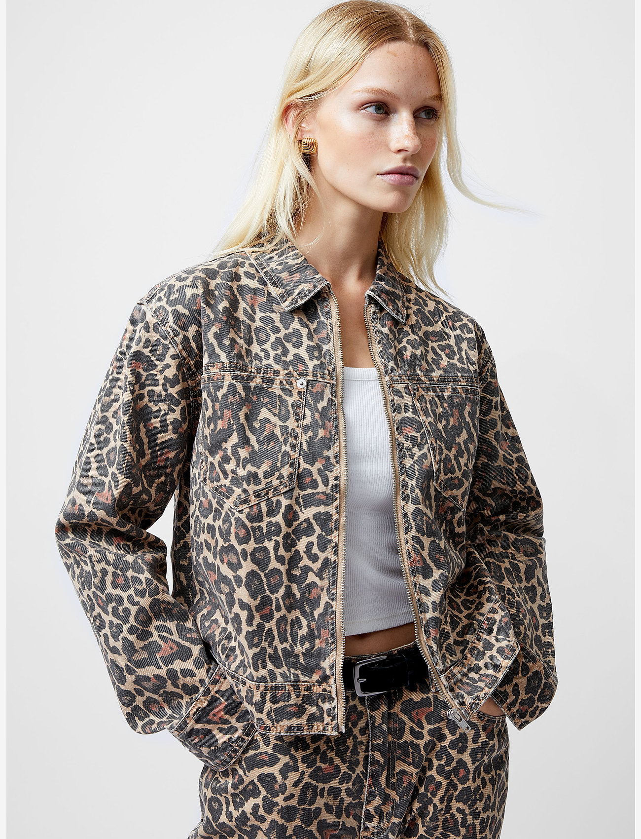 French Connection - CHARLIE PRINTED DENIM JACKET - frühlingsjacken - leopard sand multi - 0