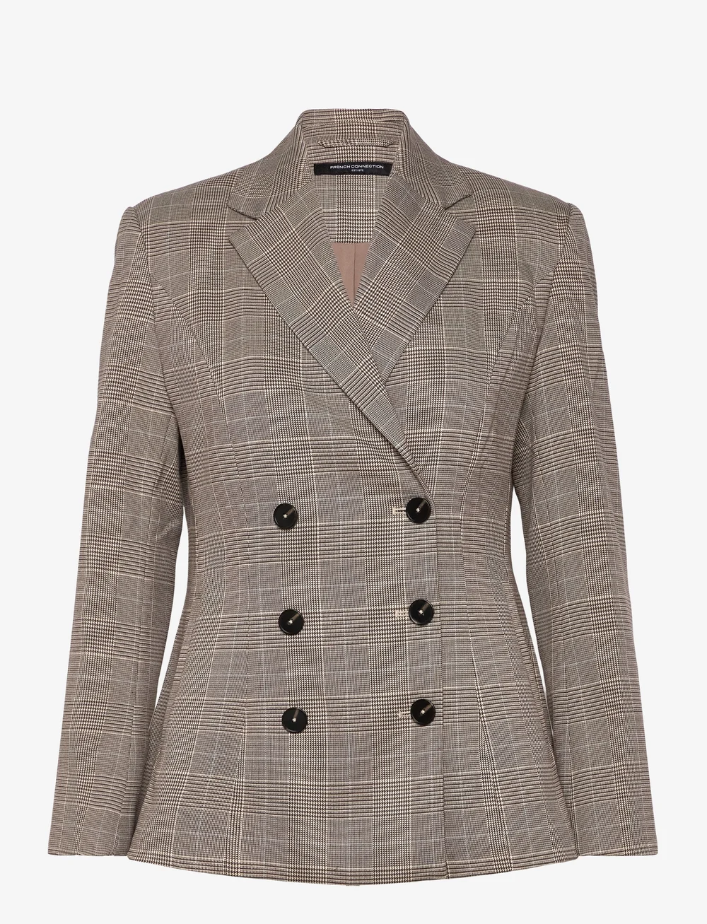 French Connection - CHESTER CHECK CINCHED BLAZER - dobbeltradede blazere - brown multi - 1