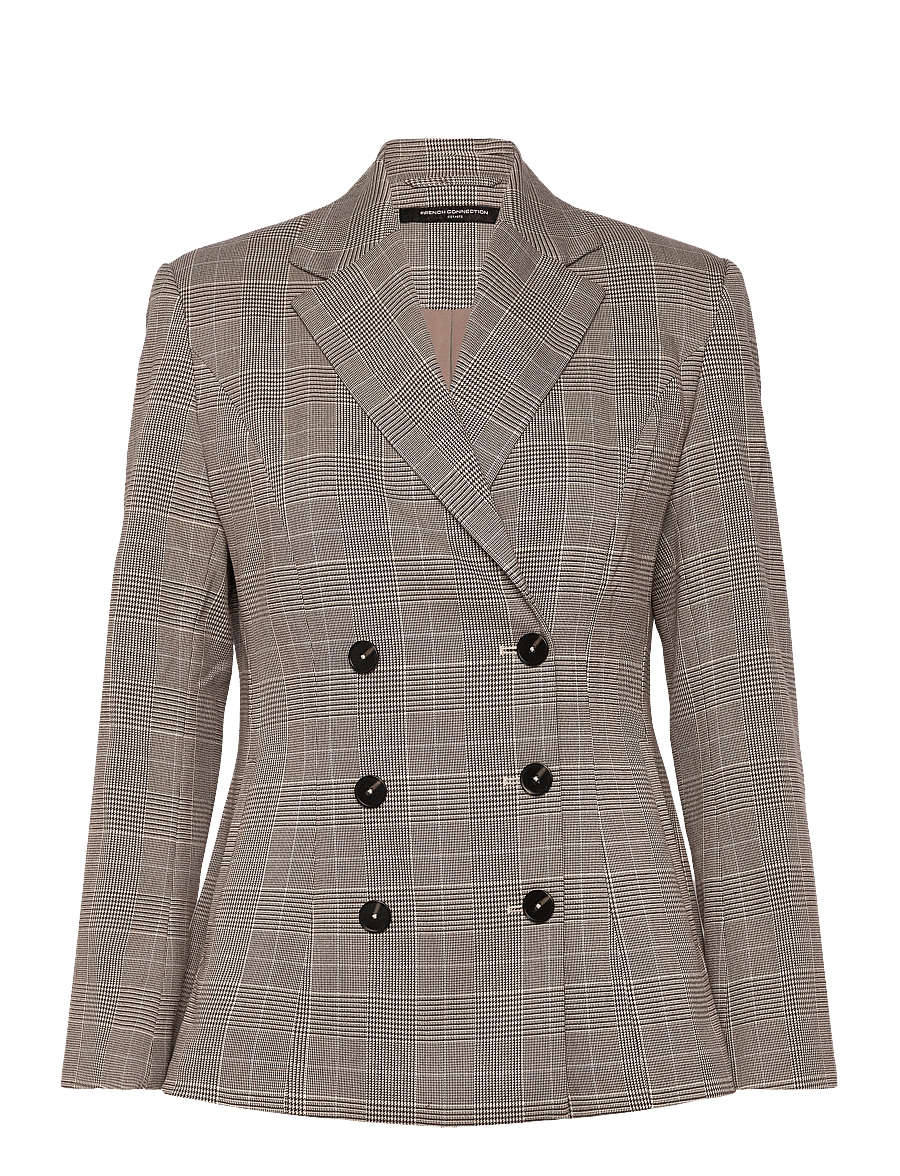 French Connection - CHESTER CHECK CINCHED BLAZER - dvieiliai švarkai - brown multi - 1