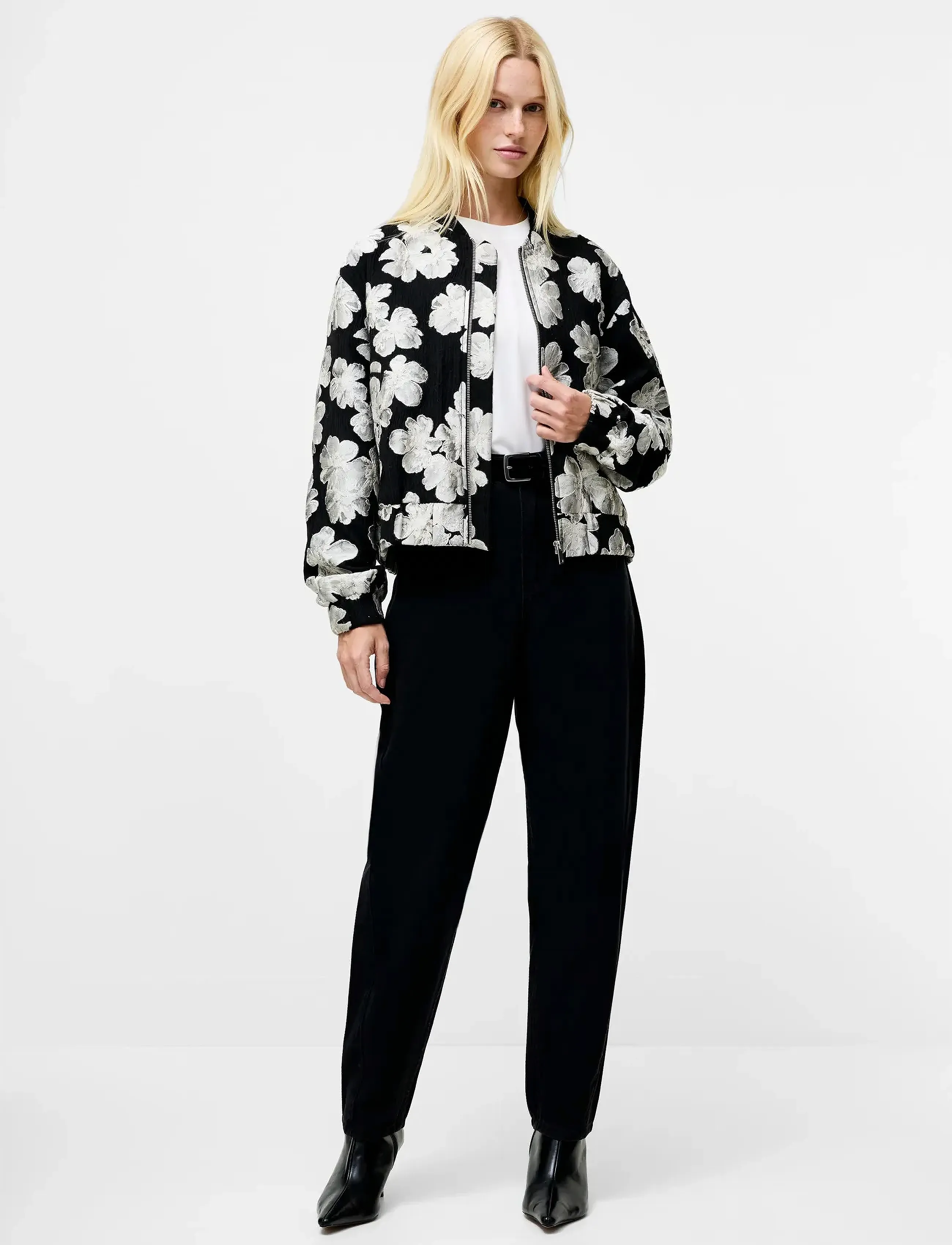 French Connection Lora Poly Jacquard Bomber, 34, Black, Jakker > Bomberjakker, Dame
