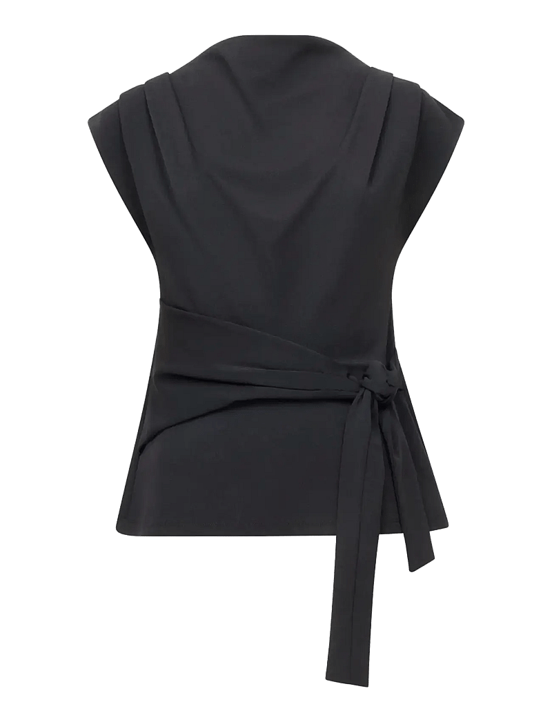 French Connection - ZION JERSEY BELTED SHIFT TP - kortærmede bluser - black - 1