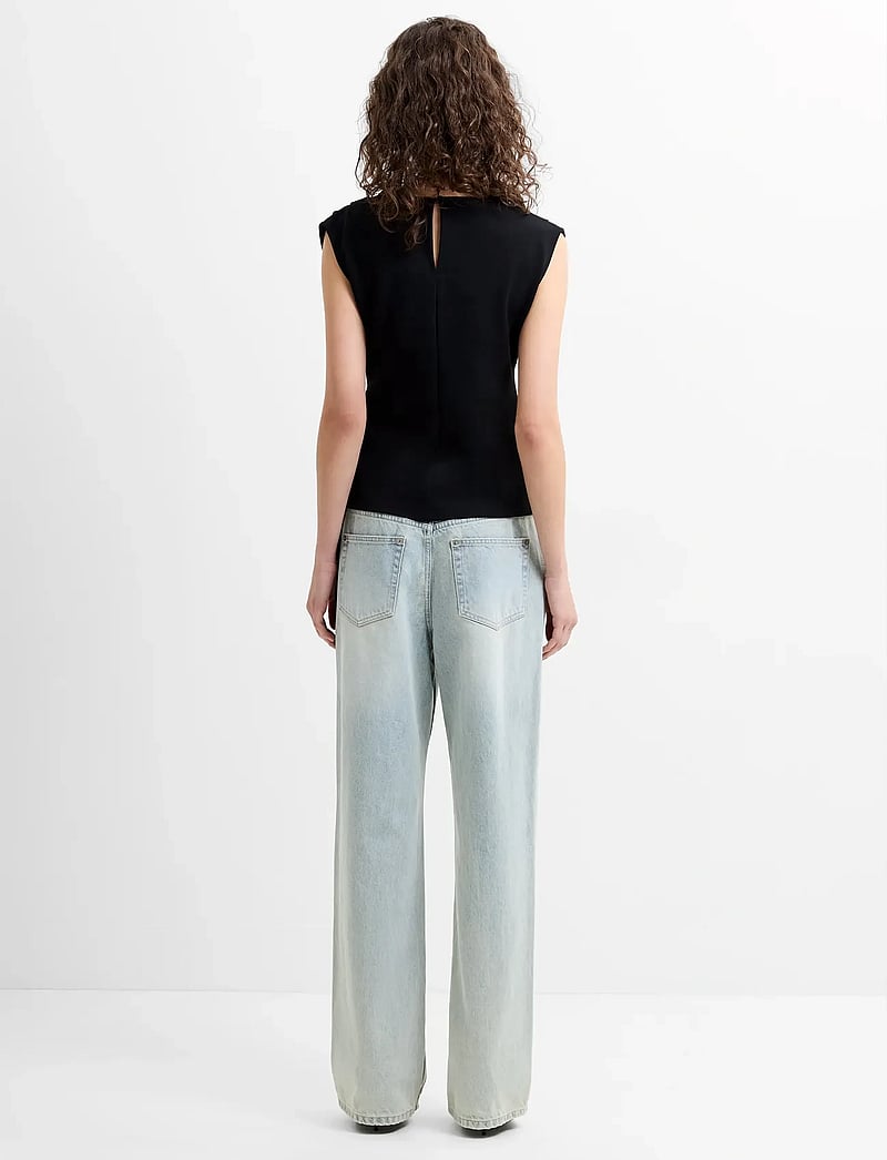 French Connection - ZION JERSEY BELTED SHIFT TP - kortærmede bluser - black - 4