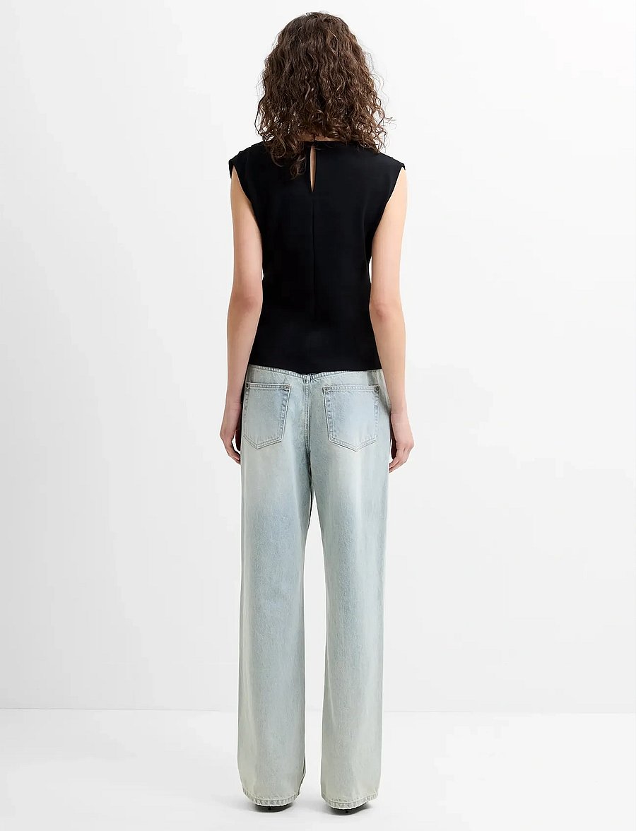 French Connection - ZION JERSEY BELTED SHIFT TP - kurzärmelige blusen - black - 4