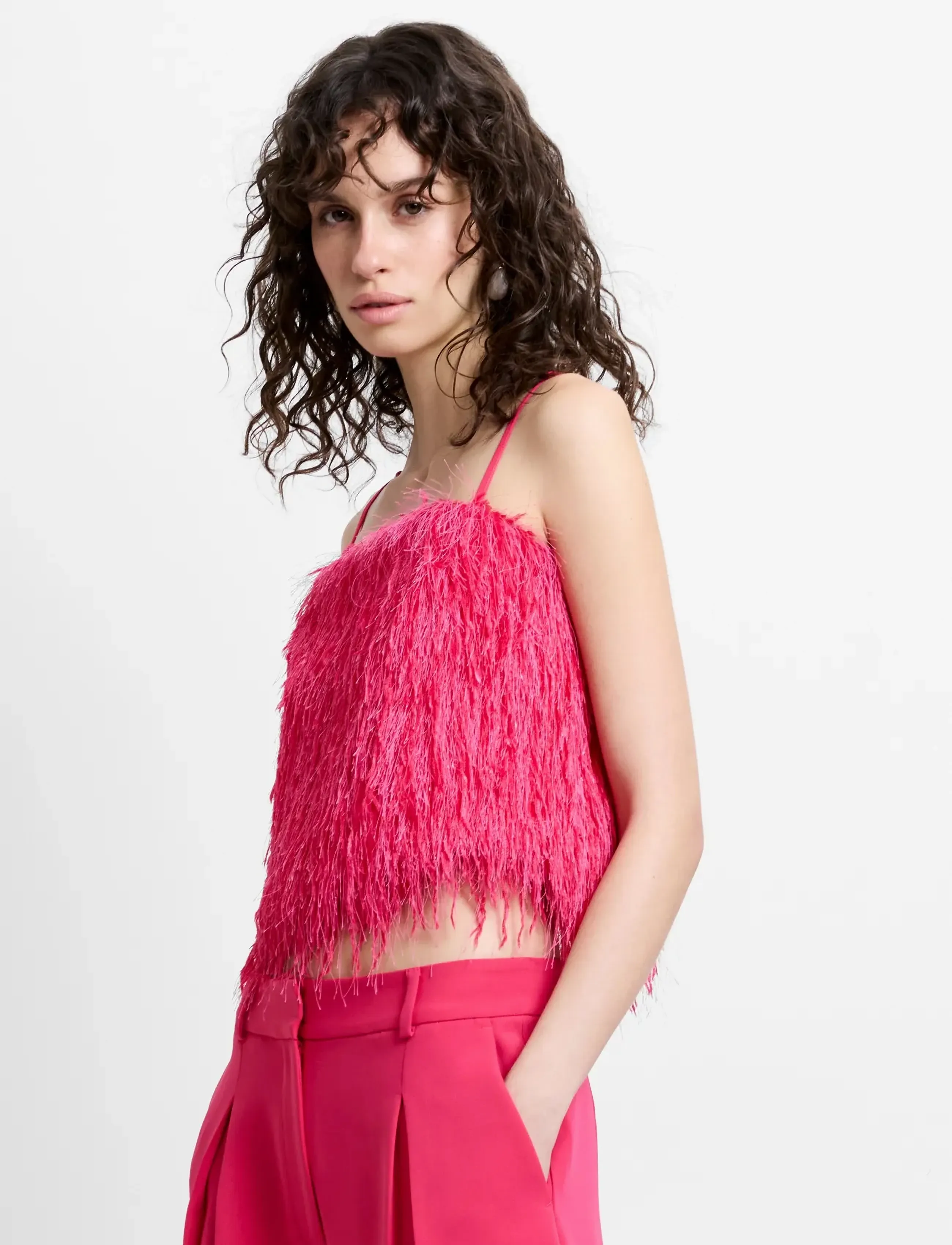 French Connection - SONIA TEXTURED STRAPPY TOP - crop tops - peony pink - 2
