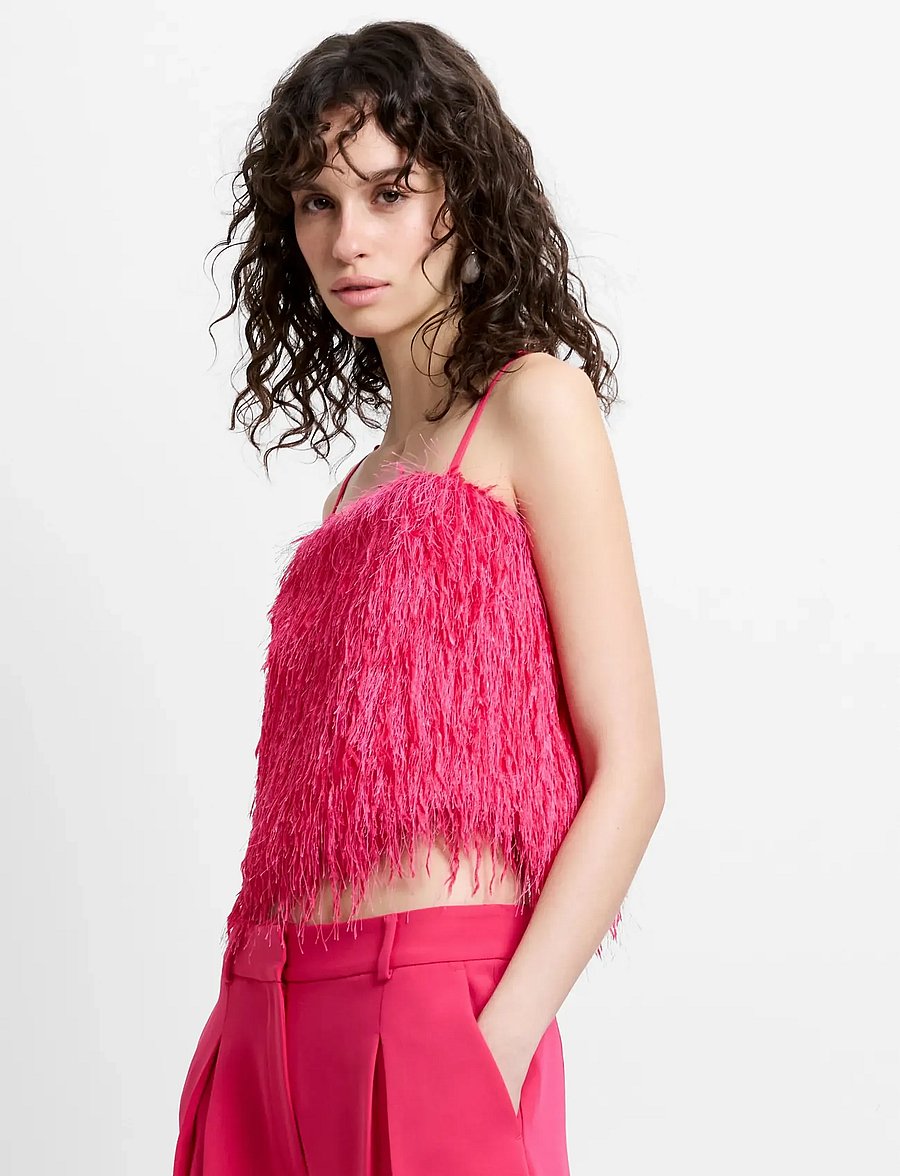 French Connection - SONIA TEXTURED STRAPPY TOP - crop tops - peony pink - 2