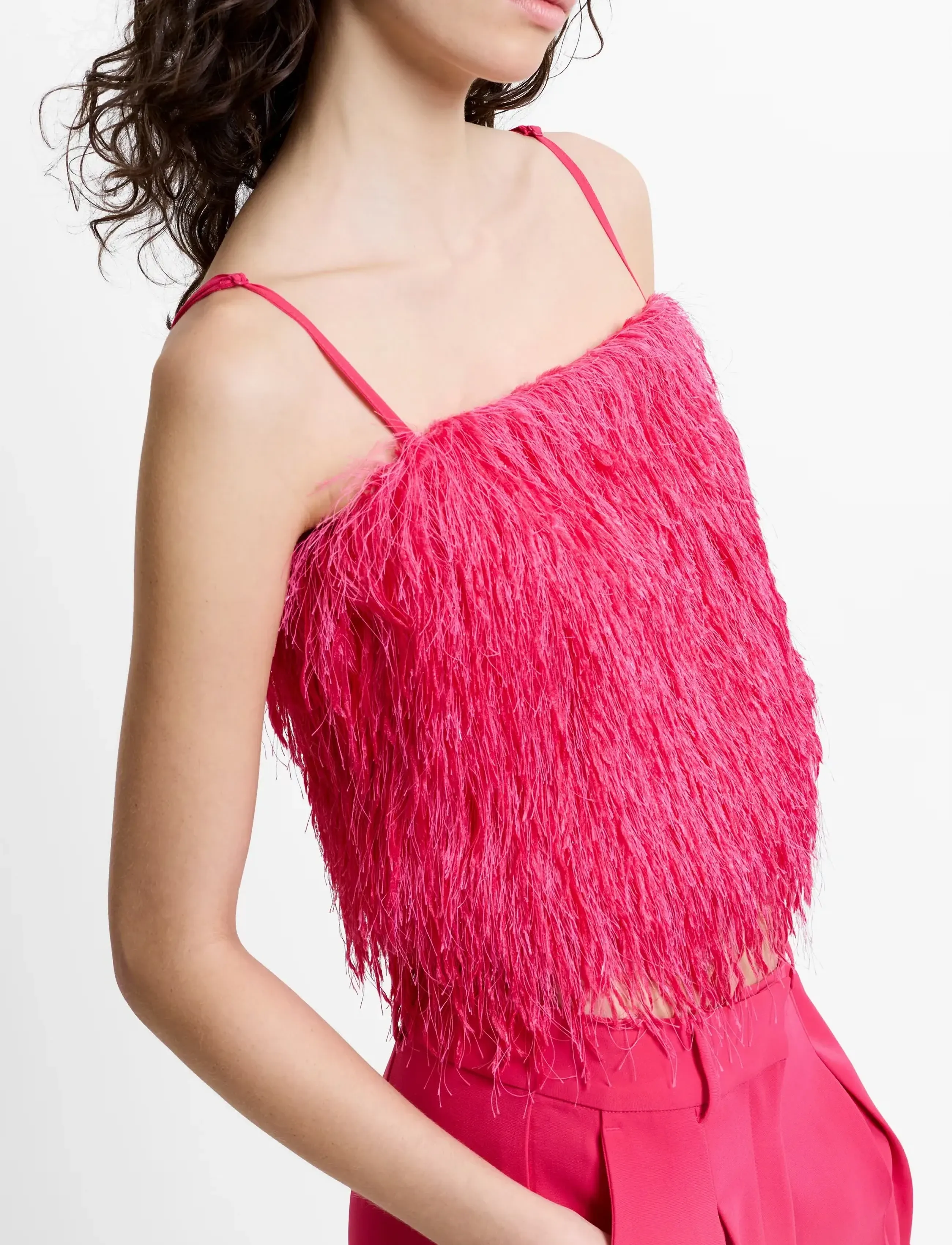 French Connection - SONIA TEXTURED STRAPPY TOP - crop tops - peony pink - 3