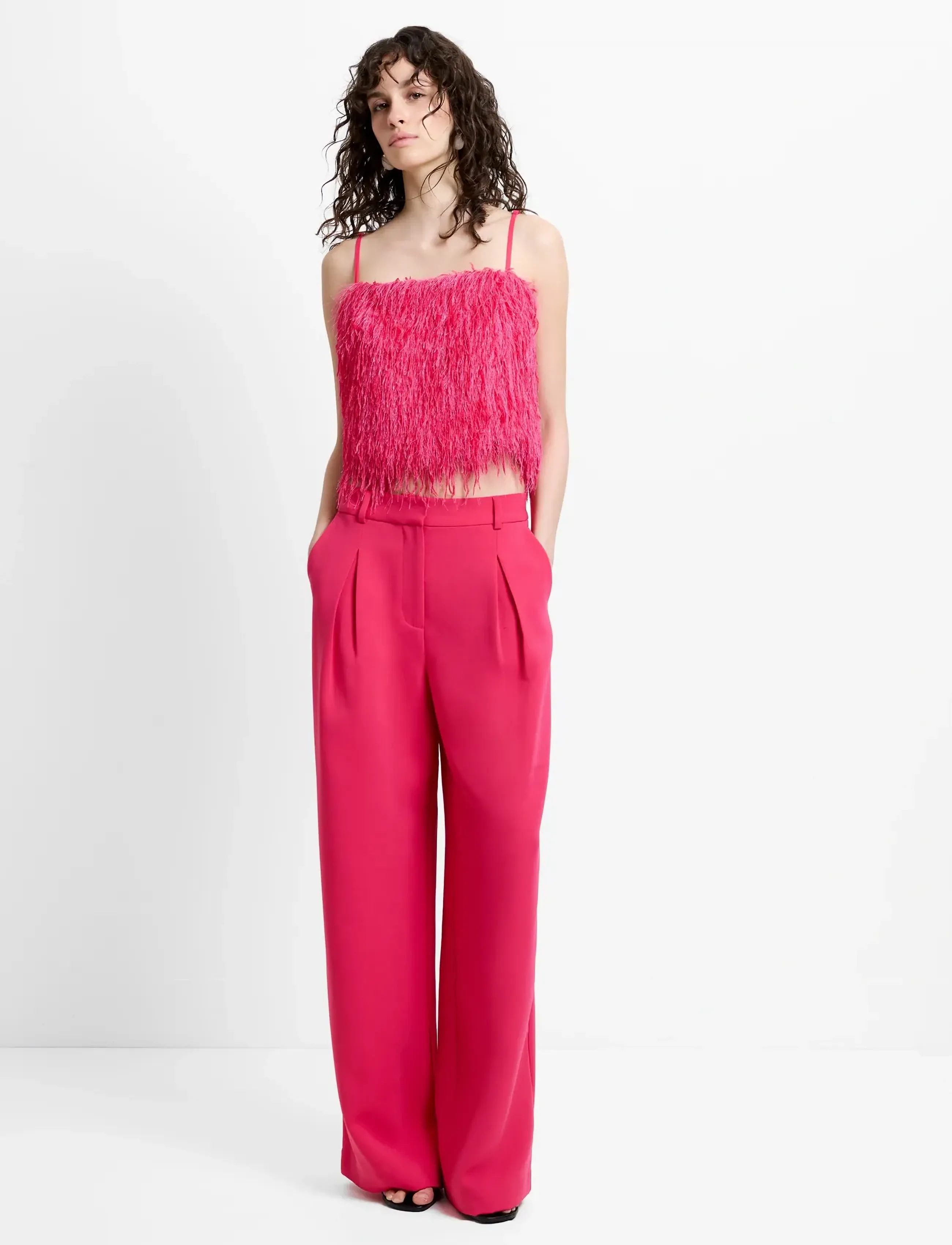 French Connection - SONIA TEXTURED STRAPPY TOP - crop tops - peony pink - 4