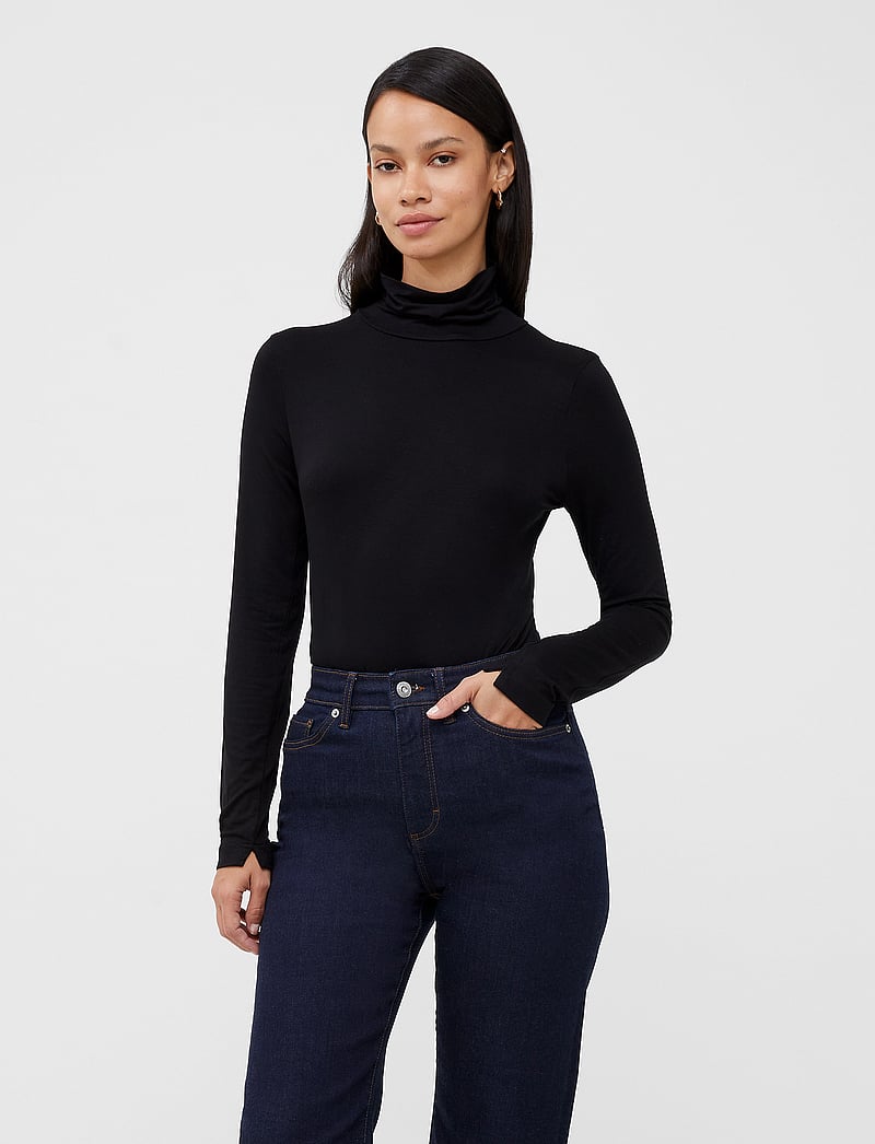 French Connection - VENITIA JERSEY SPLIT CUFF TOP - pikkade varrukatega alussärgid - black - 0