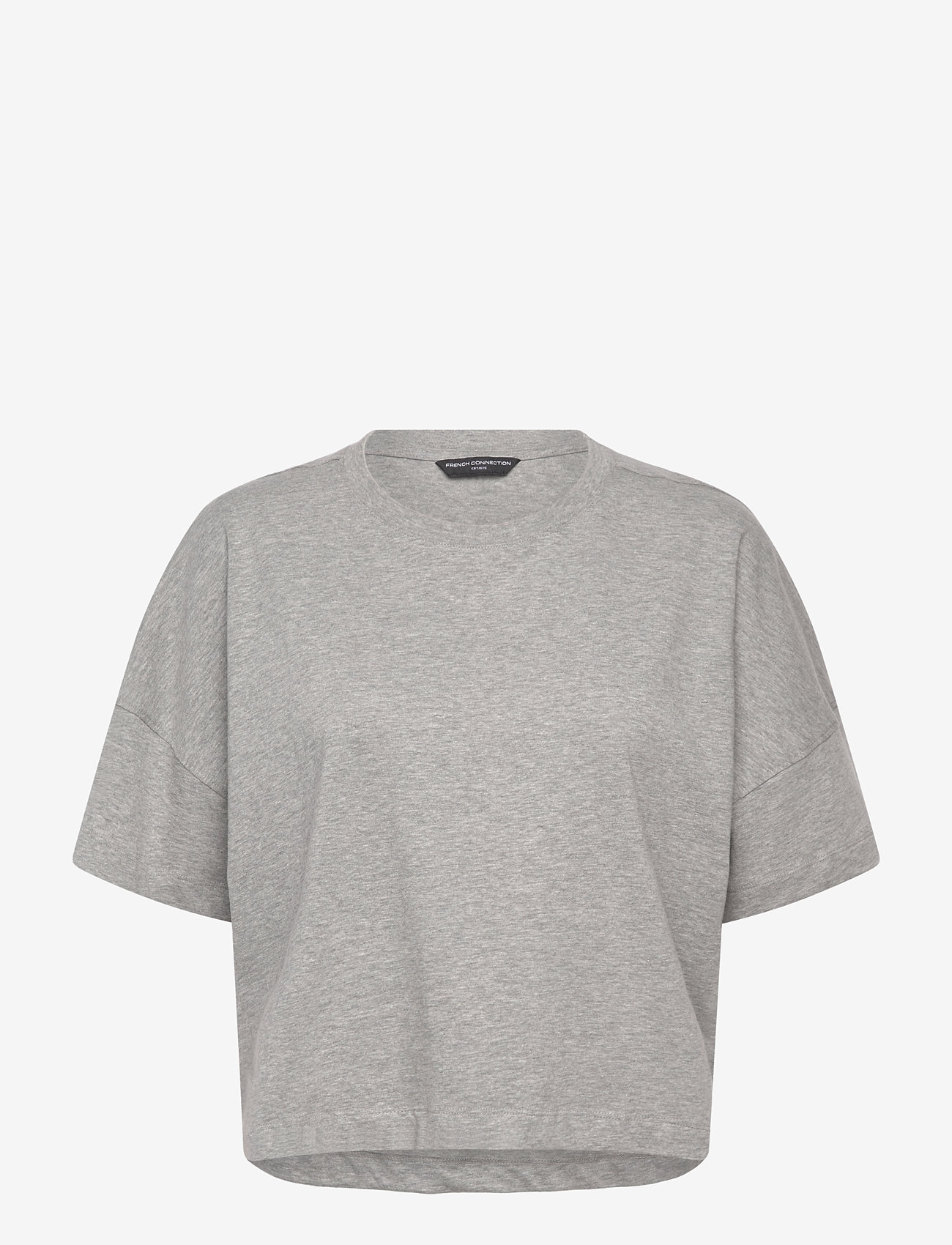 French Connection - TALLY JRSY SSLV CREWNK TEE - crop tops - light grey mel - 0