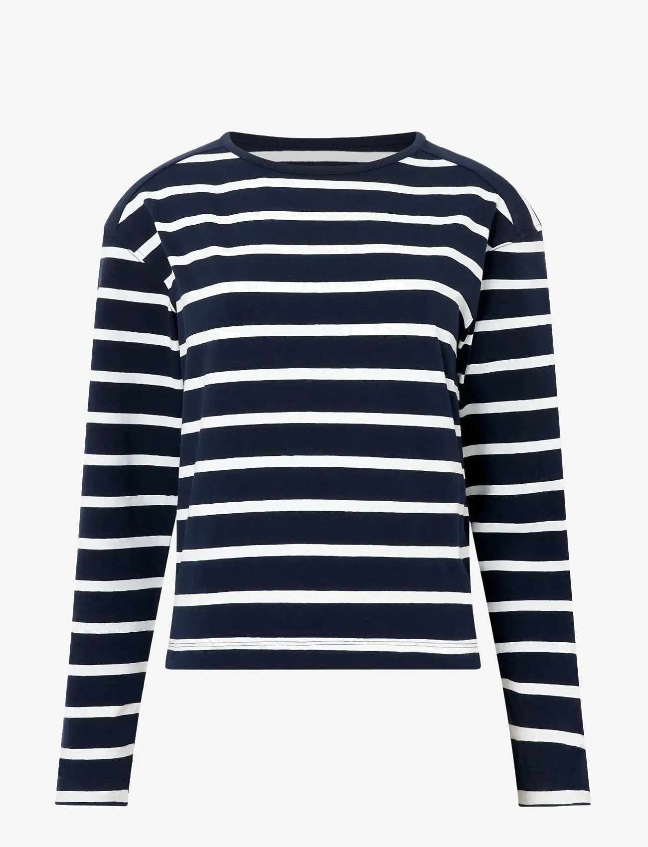French Connection - RALLIE STRIPE LS SLASH NK TEE - long-sleeved tops - stripe marine/white - 1