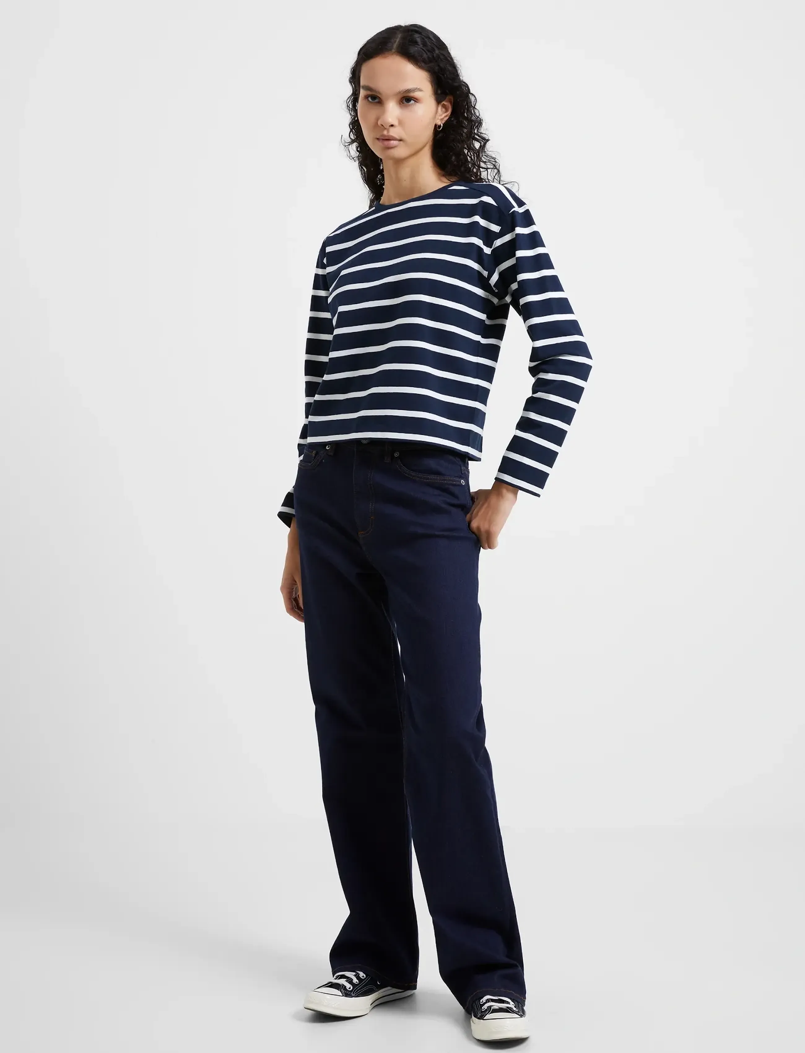 French Connection - RALLIE STRIPE LS SLASH NK TEE - t-shirts met lange mouwen - stripe marine/white - 2