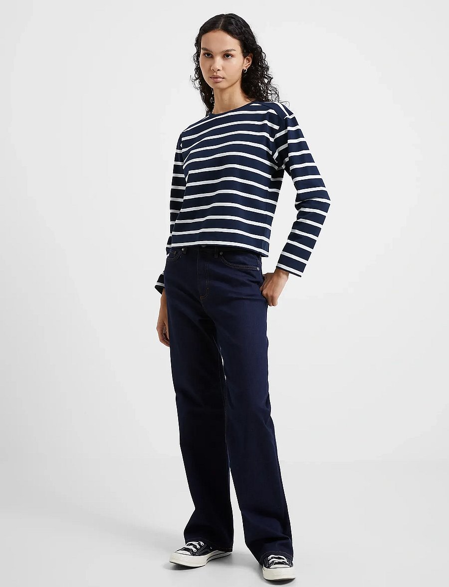 French Connection - RALLIE STRIPE LS SLASH NK TEE - långärmade toppar - stripe marine/white - 2