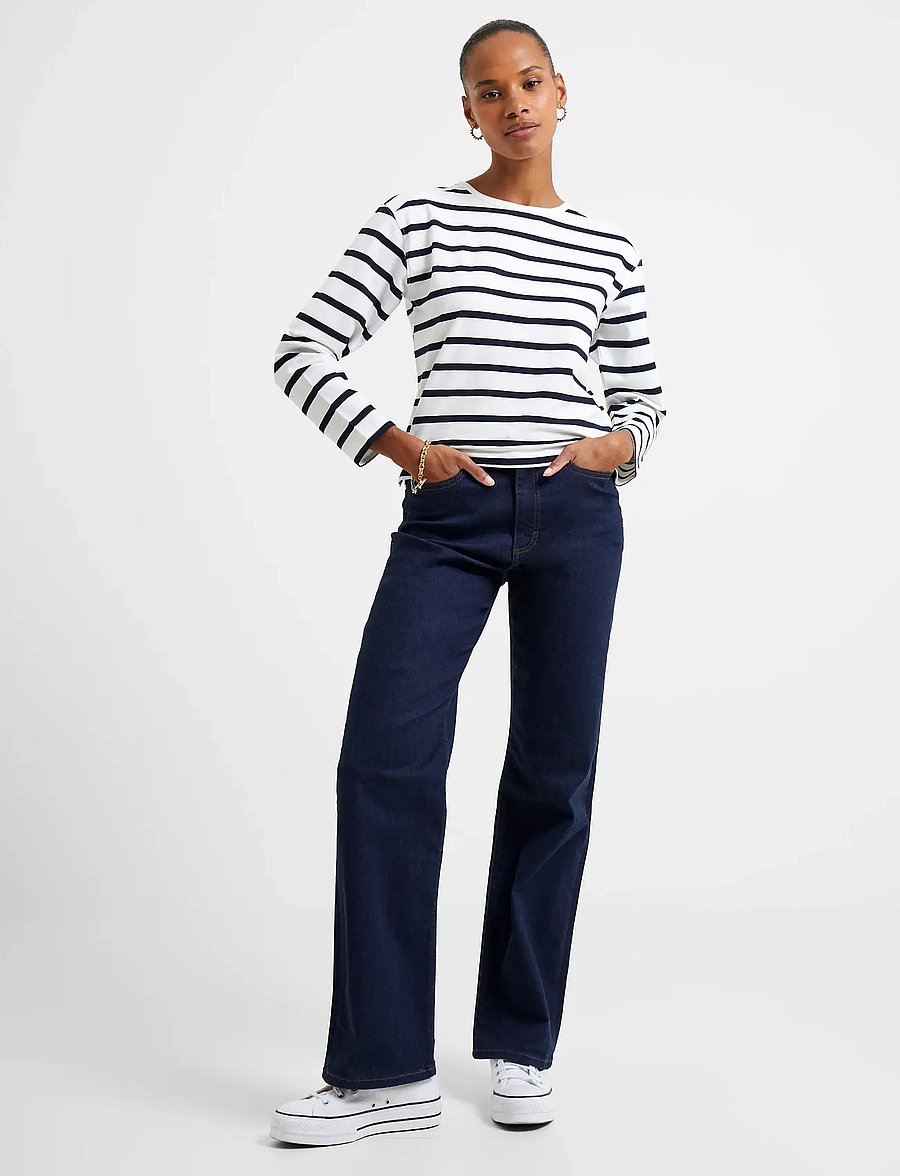 French Connection - RALLIE STRIPE LS SLASH NK TEE - långärmade toppar - stripe s white/marin - 2