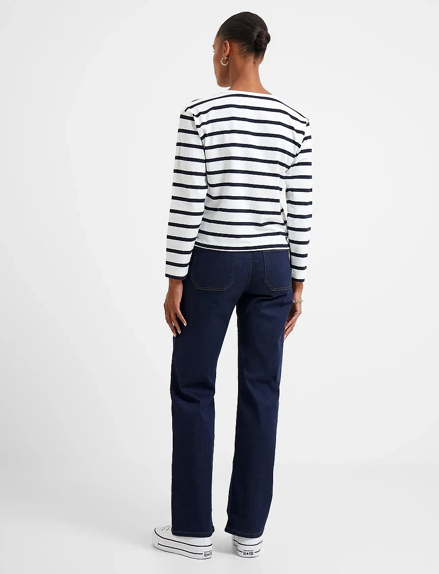 French Connection - RALLIE STRIPE LS SLASH NK TEE - långärmade toppar - stripe s white/marin - 3