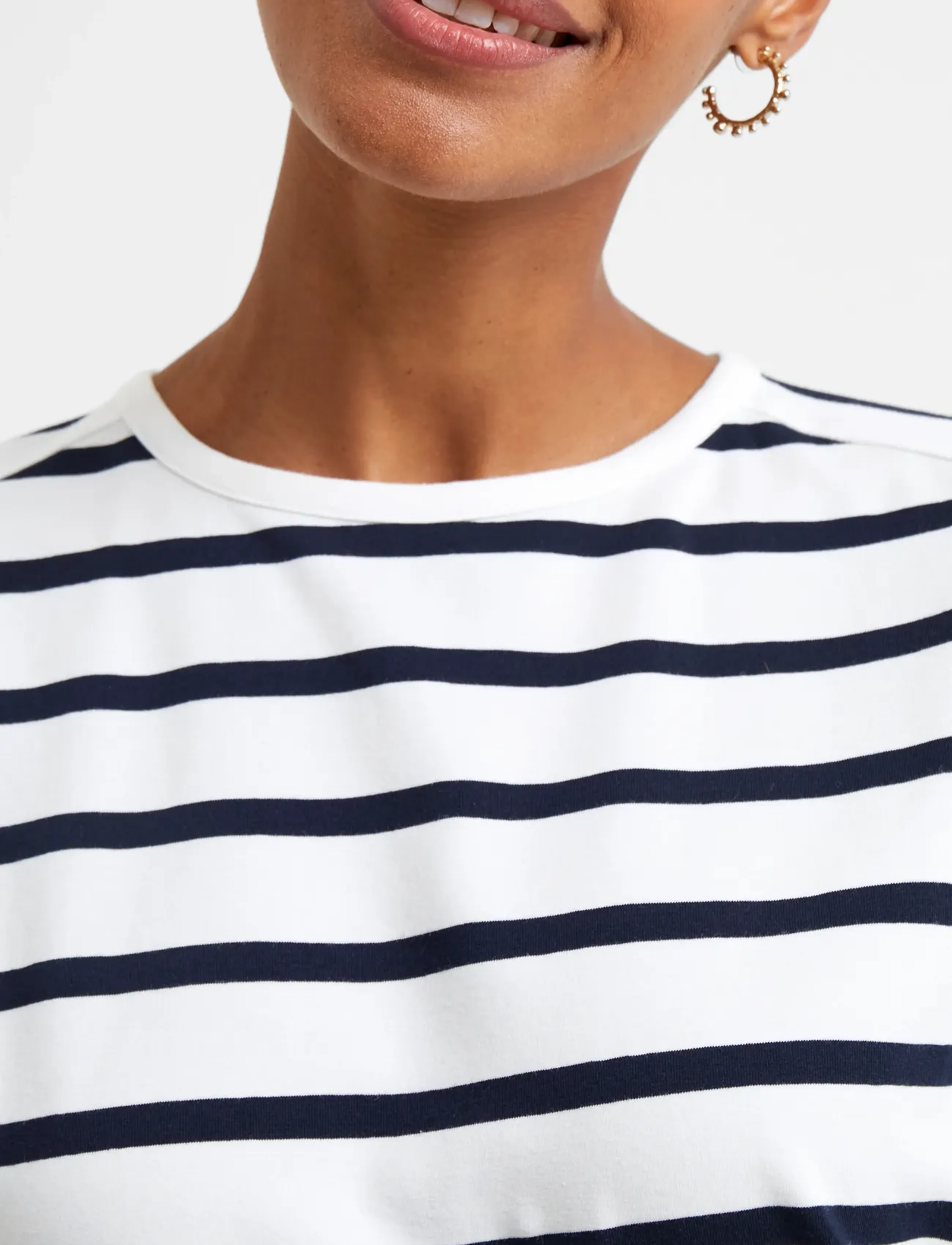 French Connection - RALLIE STRIPE LS SLASH NK TEE - langärmlige tops - stripe s white/marin - 4