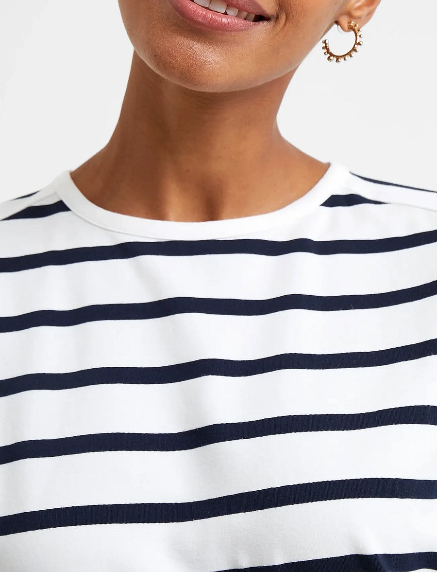 French Connection - RALLIE STRIPE LS SLASH NK TEE - långärmade toppar - stripe s white/marin - 4