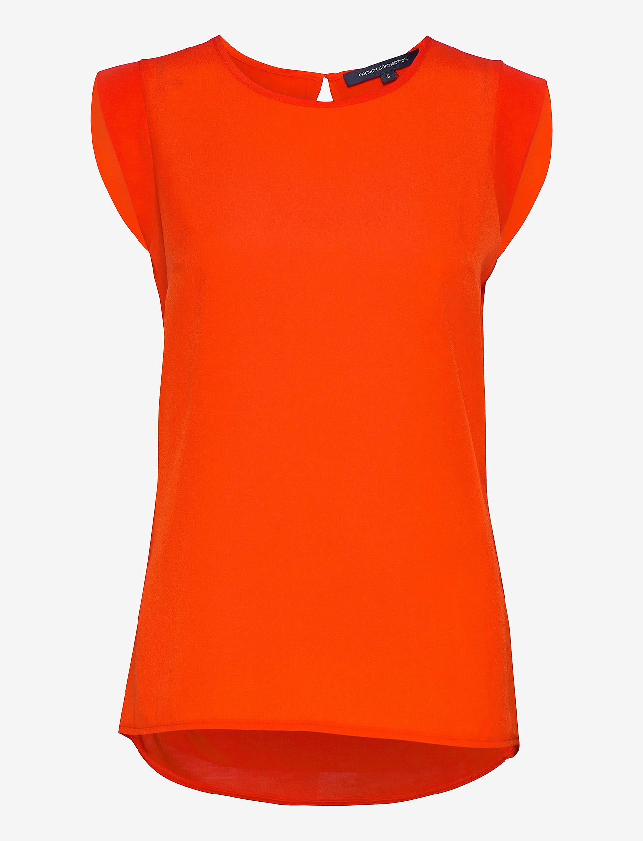 CREPE LIGHT CAPPED SLV TEE - FIERY RED