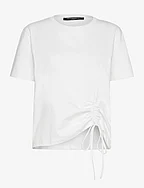 RALLIE COTTON ROUCHED T-SHIRT - LINEN WHITE
