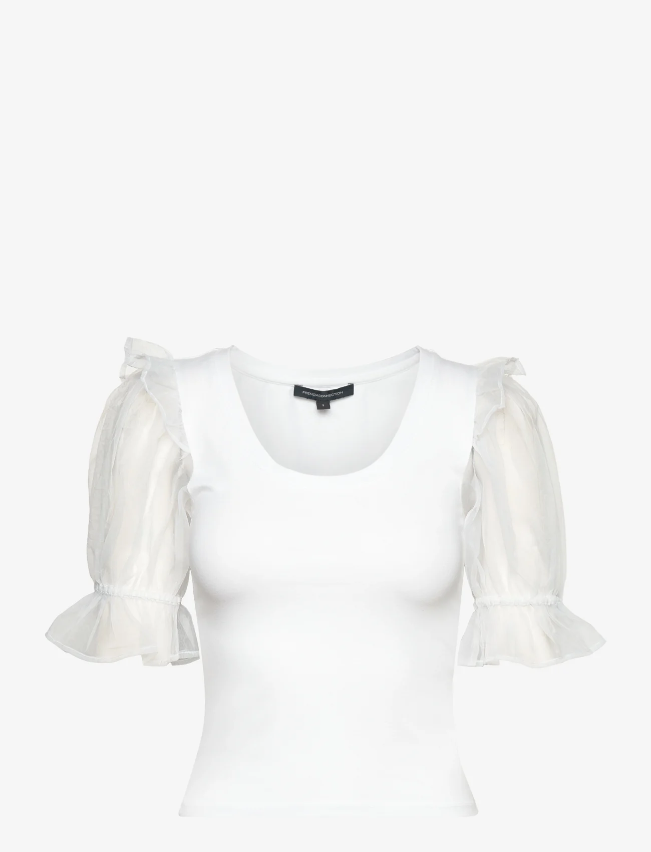 French Connection - ROSANA COTTON MIX ORGANZA TOP - laveste priser - linen white - 0