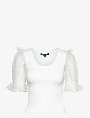 French Connection - ROSANA COTTON MIX ORGANZA TOP - marškinėliai - linen white - 0
