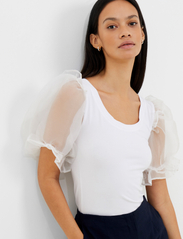 French Connection - ROSANA COTTON MIX ORGANZA TOP - t-shirty - linen white - 2