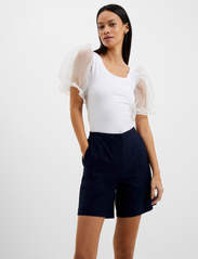 French Connection - ROSANA COTTON MIX ORGANZA TOP - marškinėliai - linen white - 3