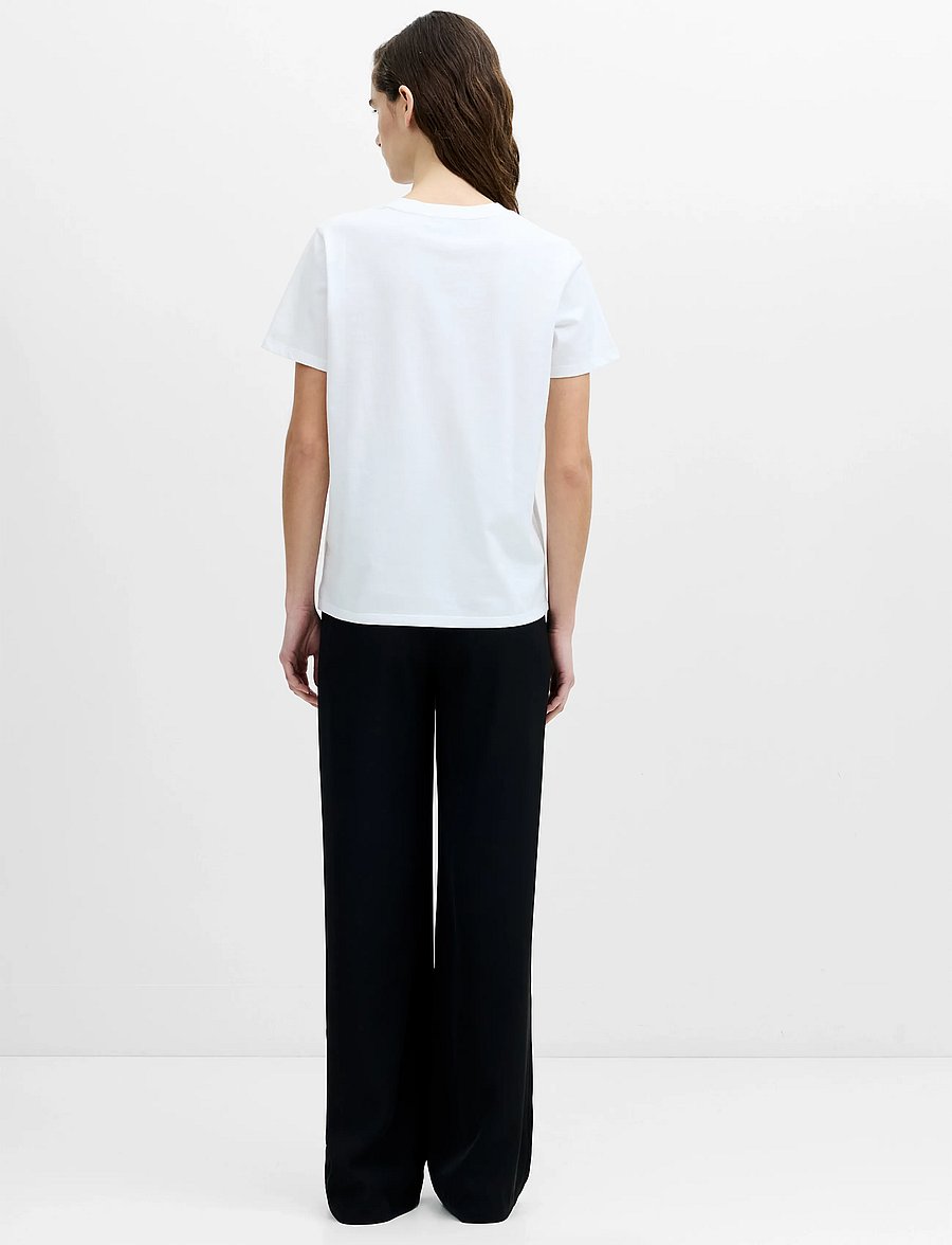 French Connection - MESH BOW COTTON T SHIRT - linen white/black - 2