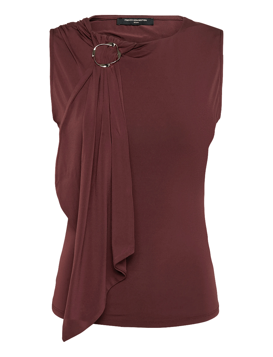 French Connection - MAXINE JERSEY TRIM TOP - linnen - cherry liqueur - 1