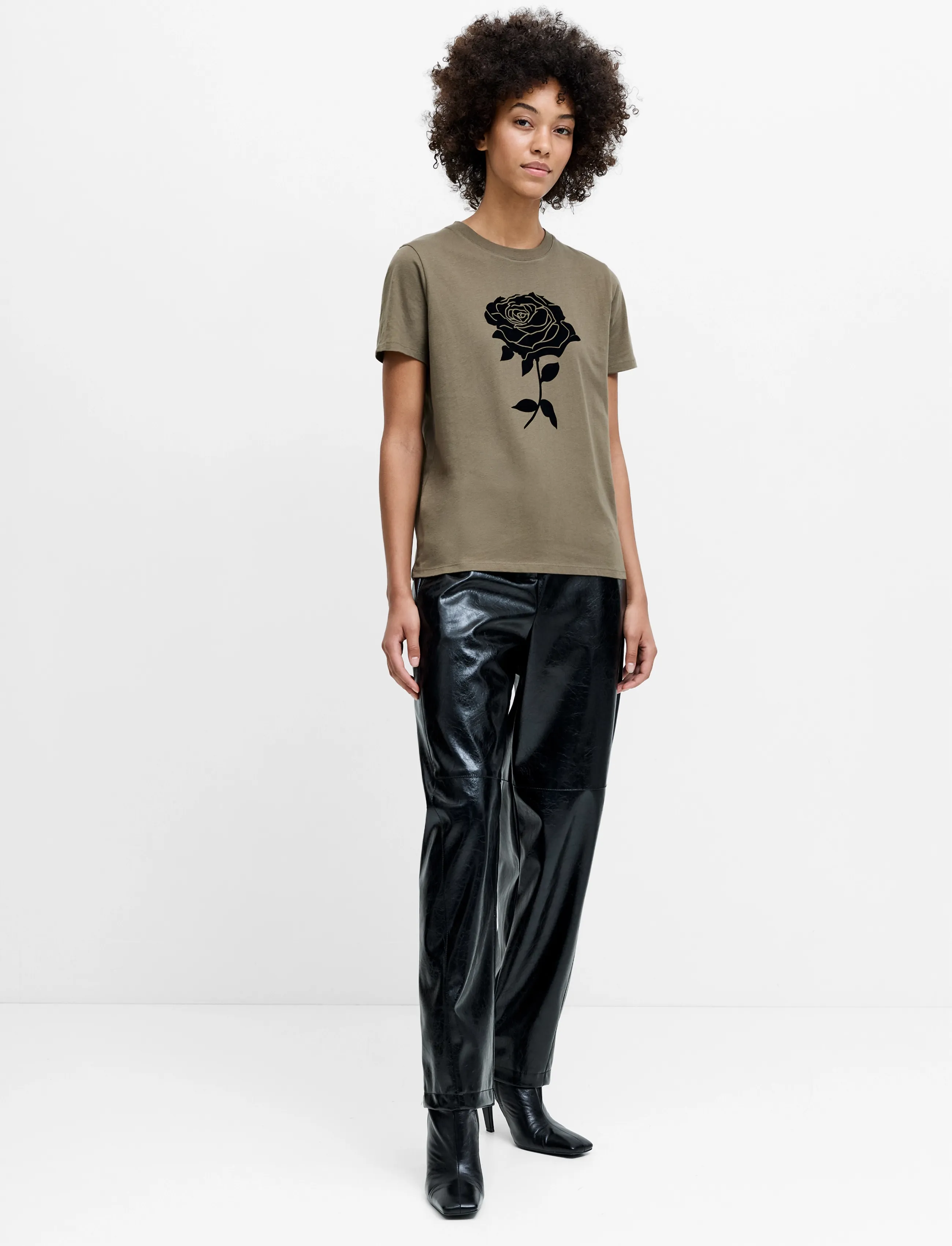 French Connection - ROSE FLOCKED T SHIRT - t-shirts - khaki green/black - 2
