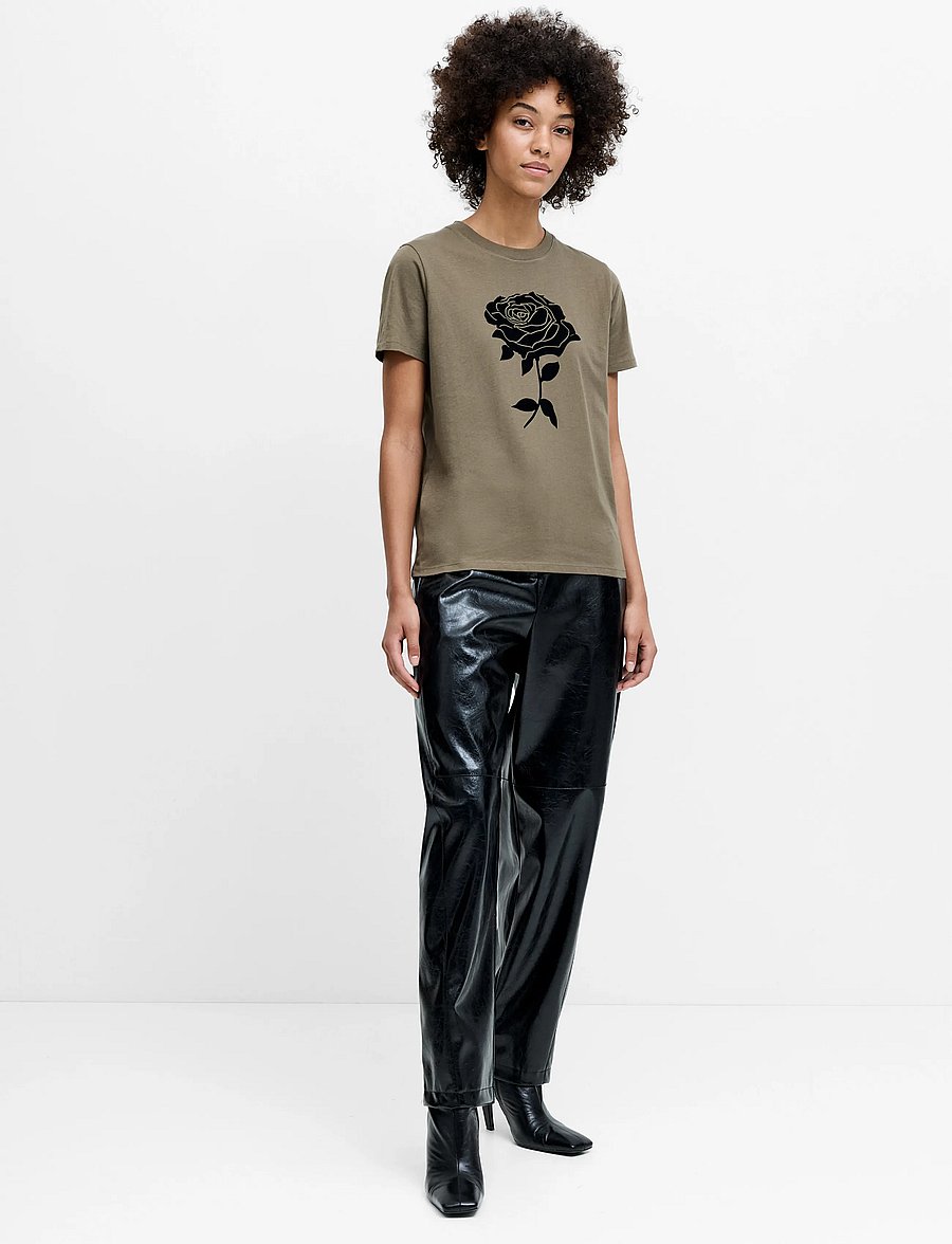 French Connection - ROSE FLOCKED T SHIRT - t-shirts - khaki green/black - 2