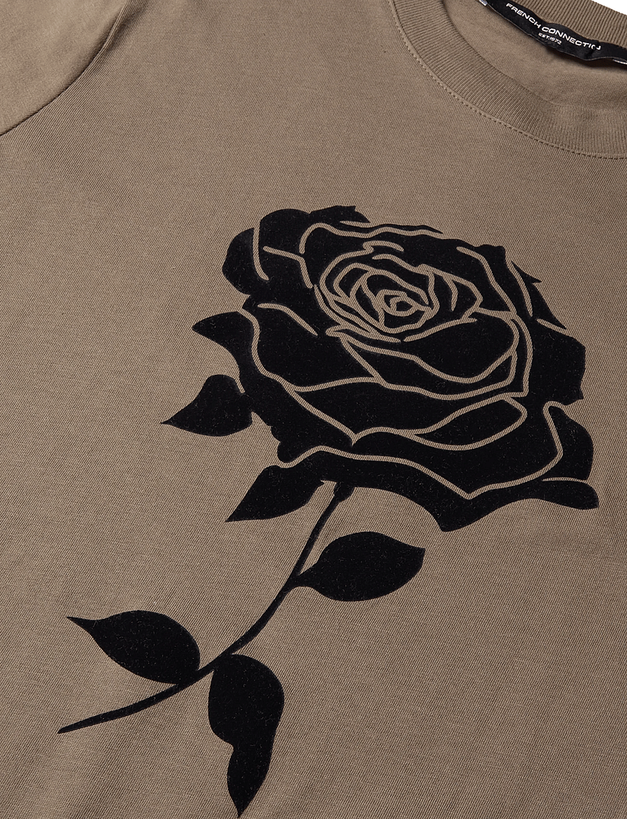 French Connection - ROSE FLOCKED T SHIRT - t-särgid - khaki green/black - 5
