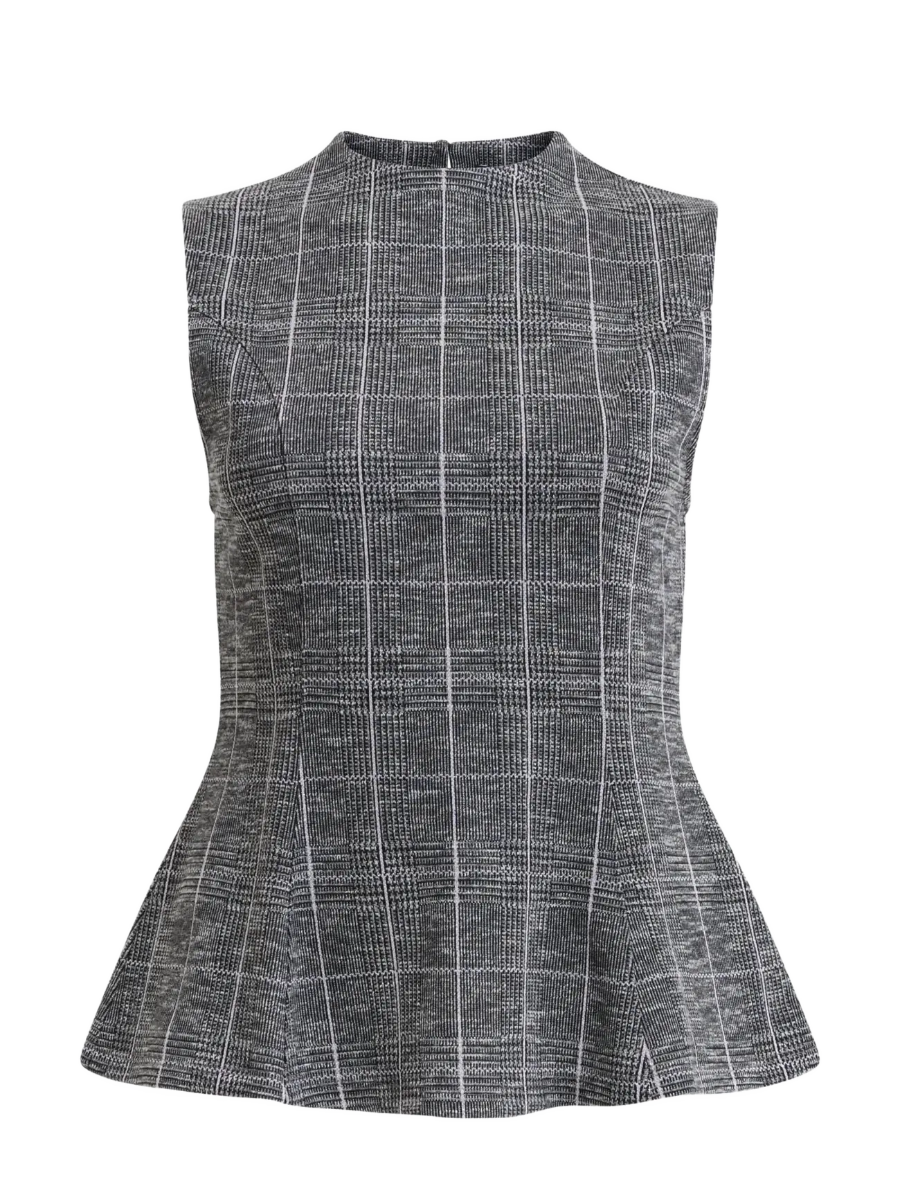 French Connection WESLEY CHECK S/LESS TOP - T-Shirts & Tops - GREY MULTI / grey