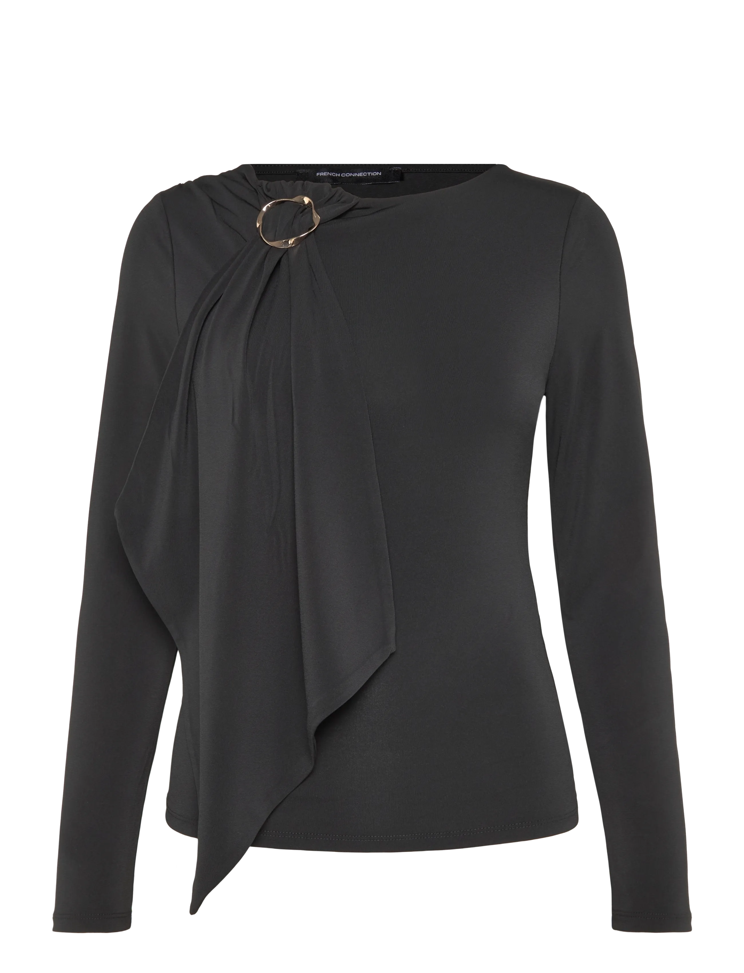 French Connection MAXINE Jersey Trim L/S TEE - T-shirts & Toppe - BLACK / black