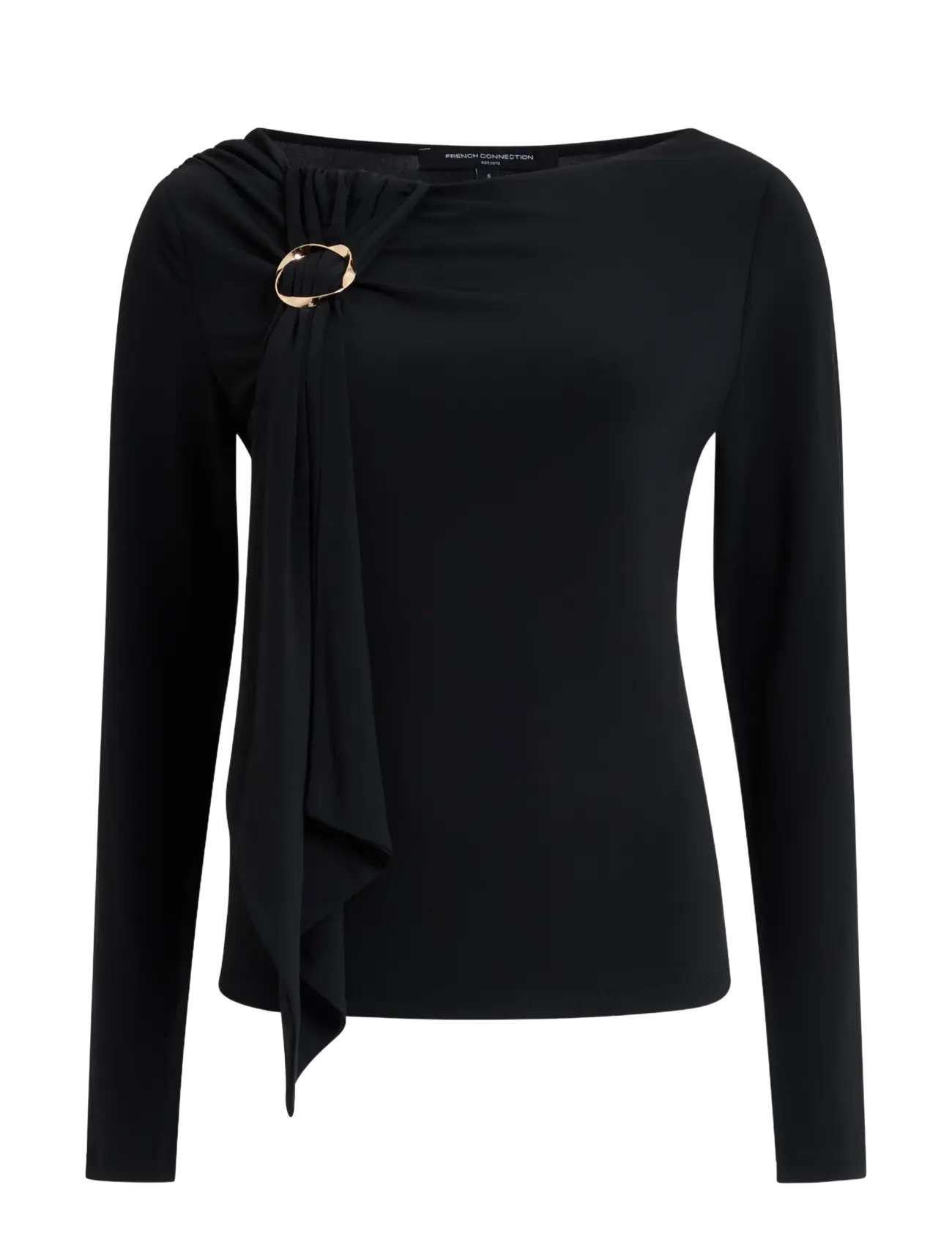 French Connection MAXINE Jersey Trim L/S TEE - Ikdienas stils - BLACK / black