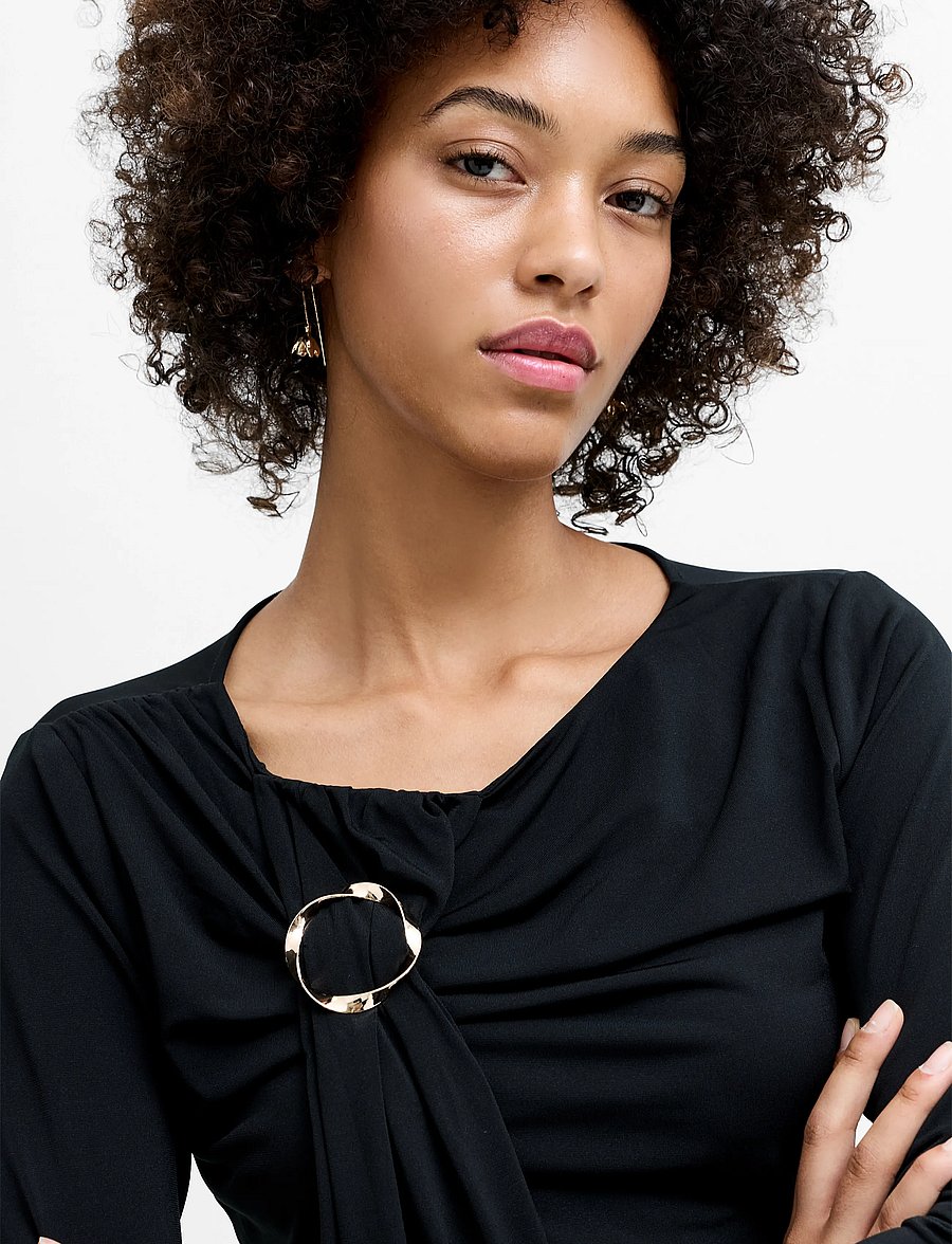 French Connection - MAXINE Jersey Trim L/S TEE - langärmlige tops - black - 2
