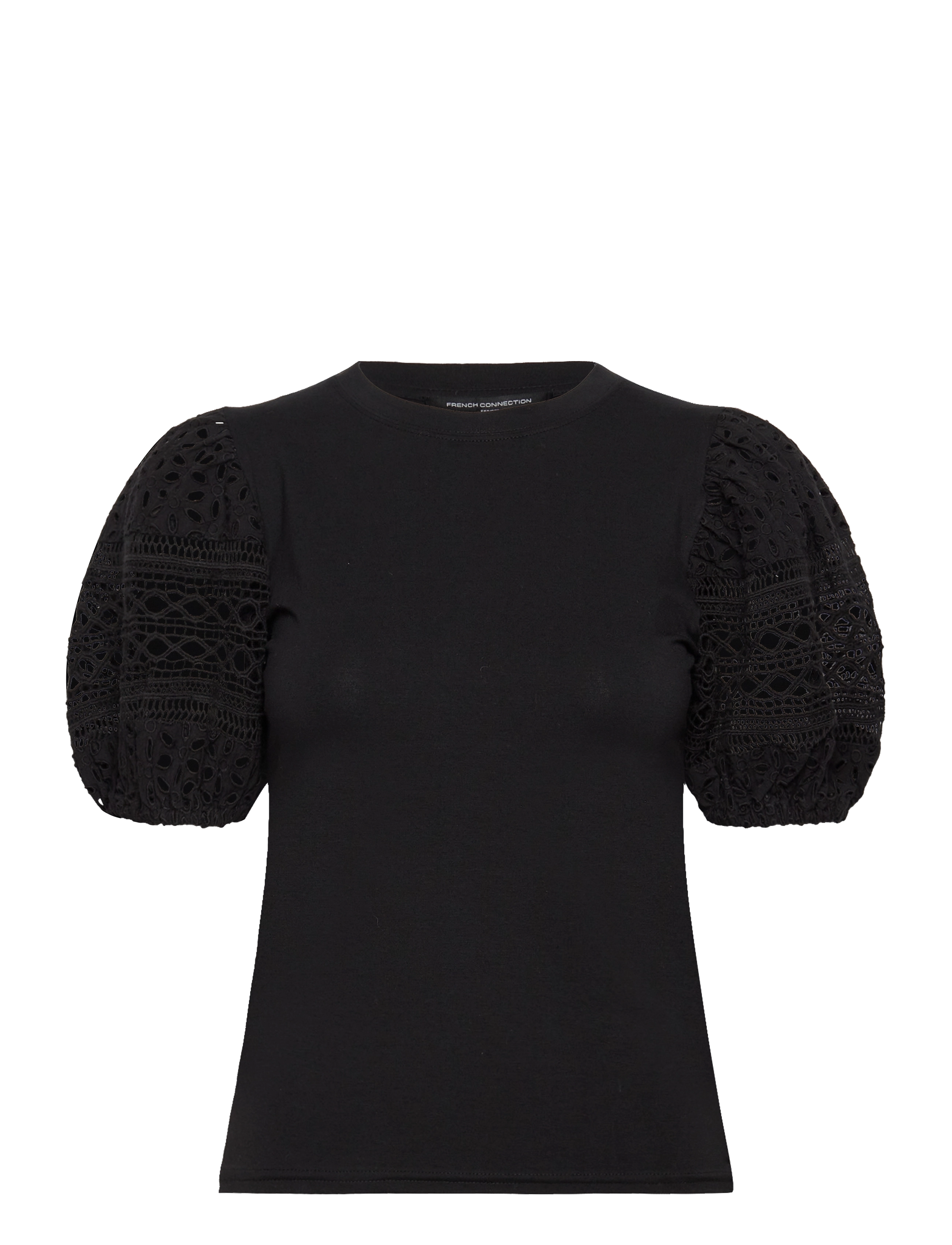 French Connection ROSANA ANGES BROIDERIE T SHIRT - Kläder - BLACKOUT / black
