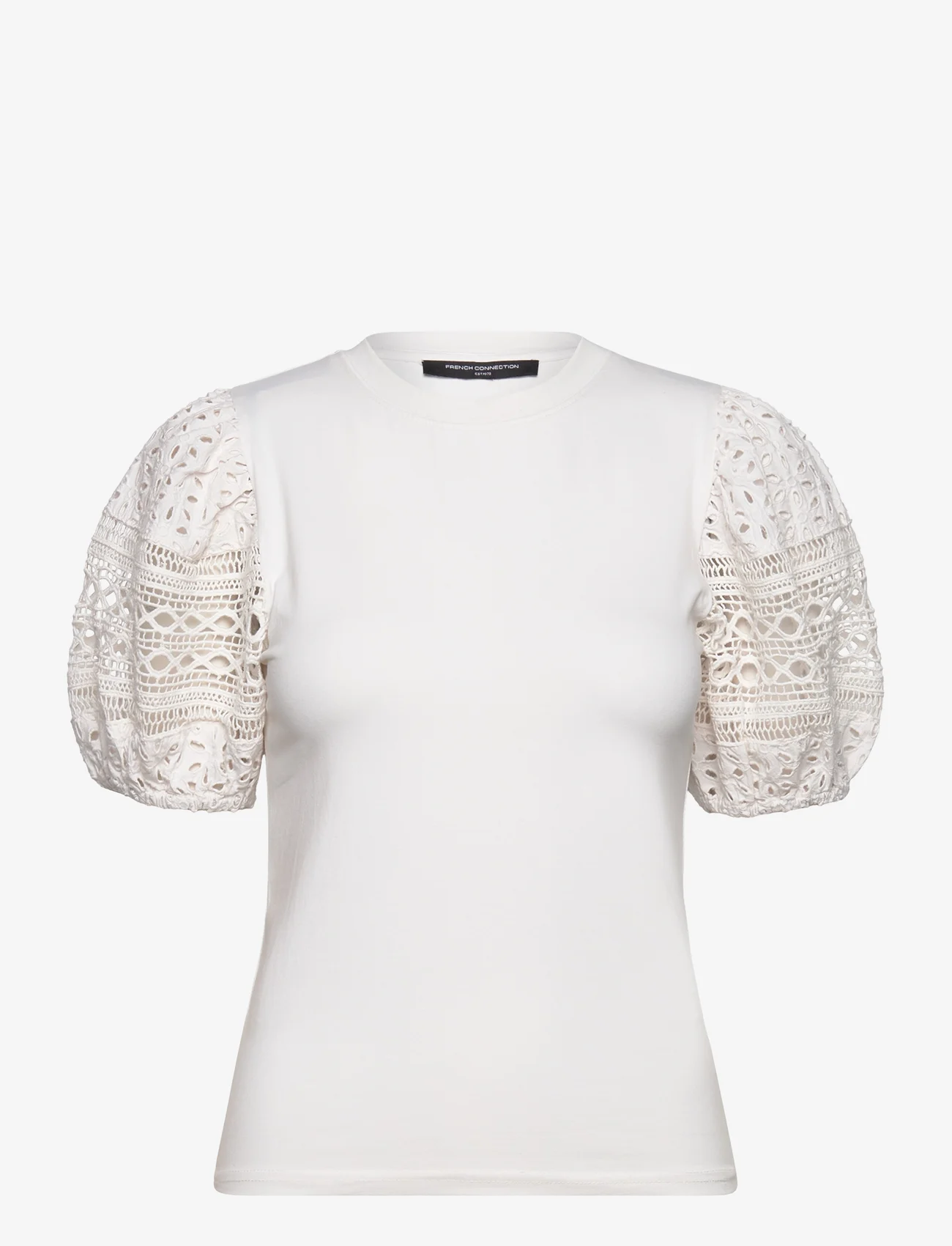 French Connection - ROSANA ANGES BROIDERIE T SHIRT - t-skjorter - linen white - 0