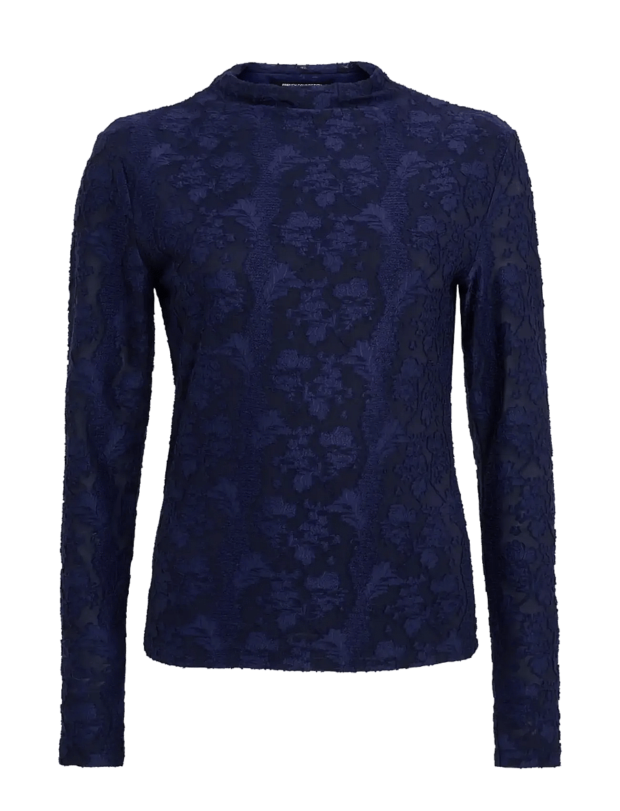 French Connection - LESLIE MESH MOCK NECK TOP - långärmade toppar - midnight blue - 1