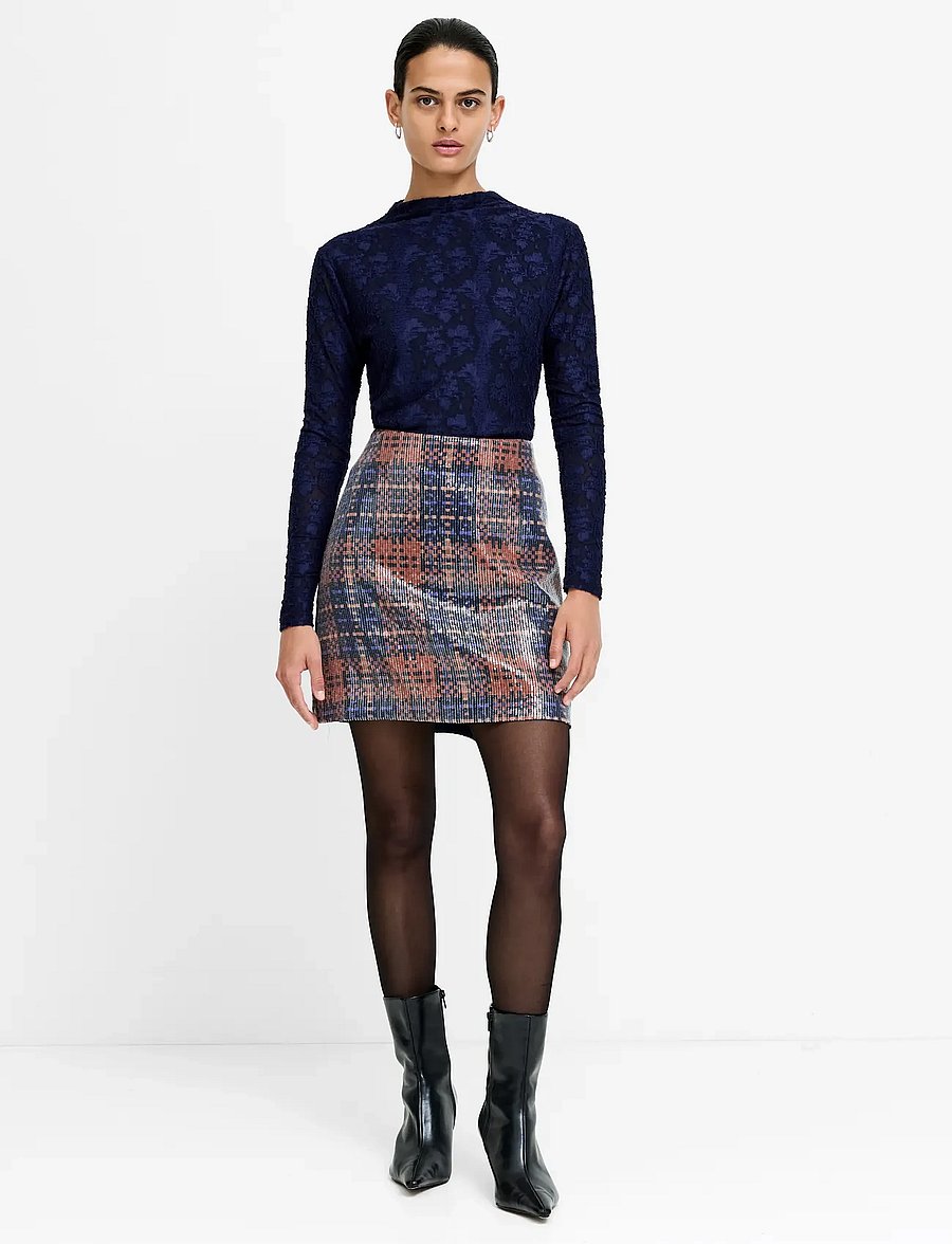 French Connection - LESLIE MESH MOCK NECK TOP - långärmade toppar - midnight blue - 0