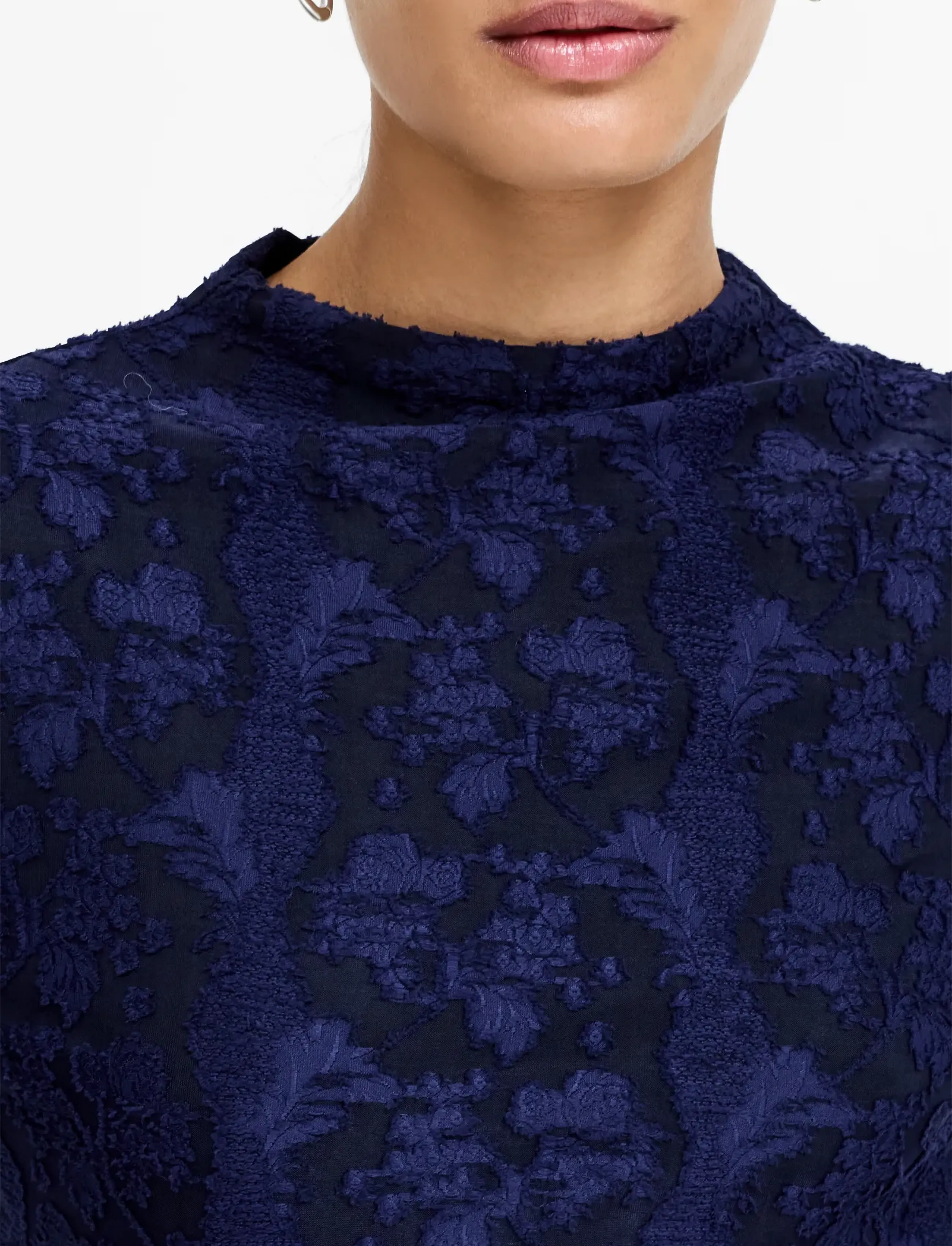 French Connection - LESLIE MESH MOCK NECK TOP - långärmade toppar - midnight blue - 2