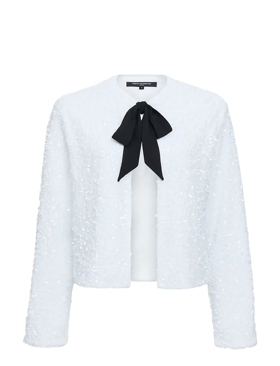 French Connection - MONET SEQUIN BOW TIE KNIT - winter white/blk - 1