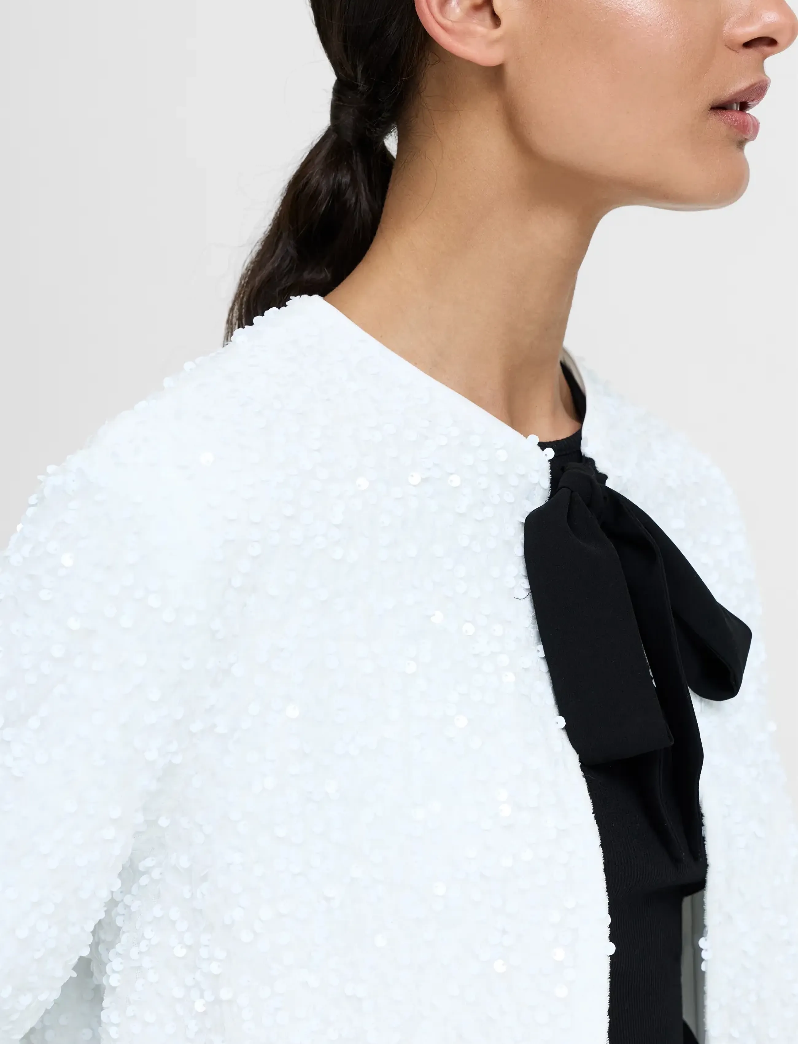 French Connection - MONET SEQUIN BOW TIE KNIT - winter white/blk - 2